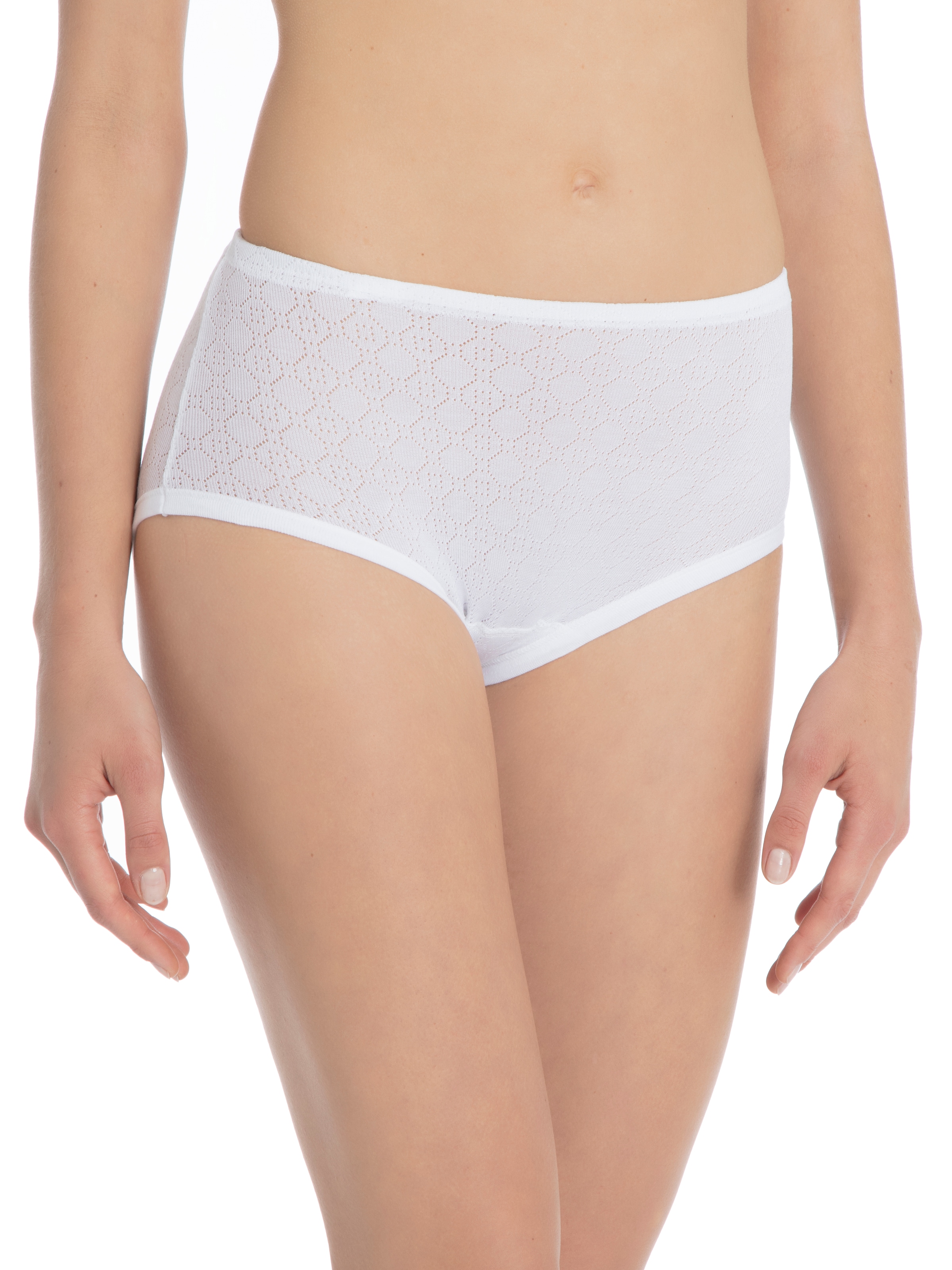 Taillenslip CALIDA "Iconics", Damen, Gr. 48, weiß, Feinripp, Obermaterial: 100% Baumwolle, unifarben, normal, Unterhosen Taillenslip, Ajour-Muster, Feinripp-Qualität, Baumwolle, elastischer Bund 3