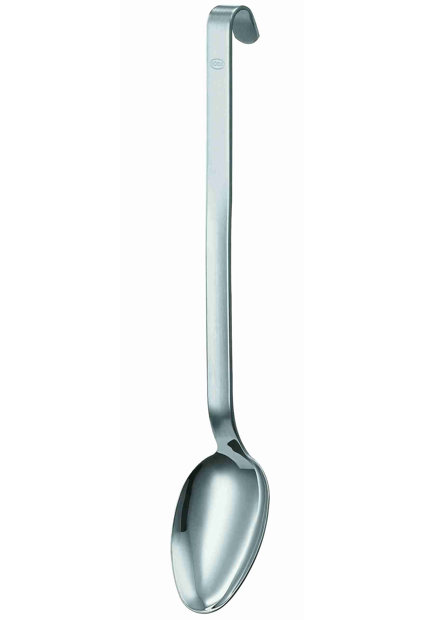 RÖSLE Gießlöffel Küchenlöffel mit Hakengriff, Edelstahl 18/10, spülmaschinengeeignet