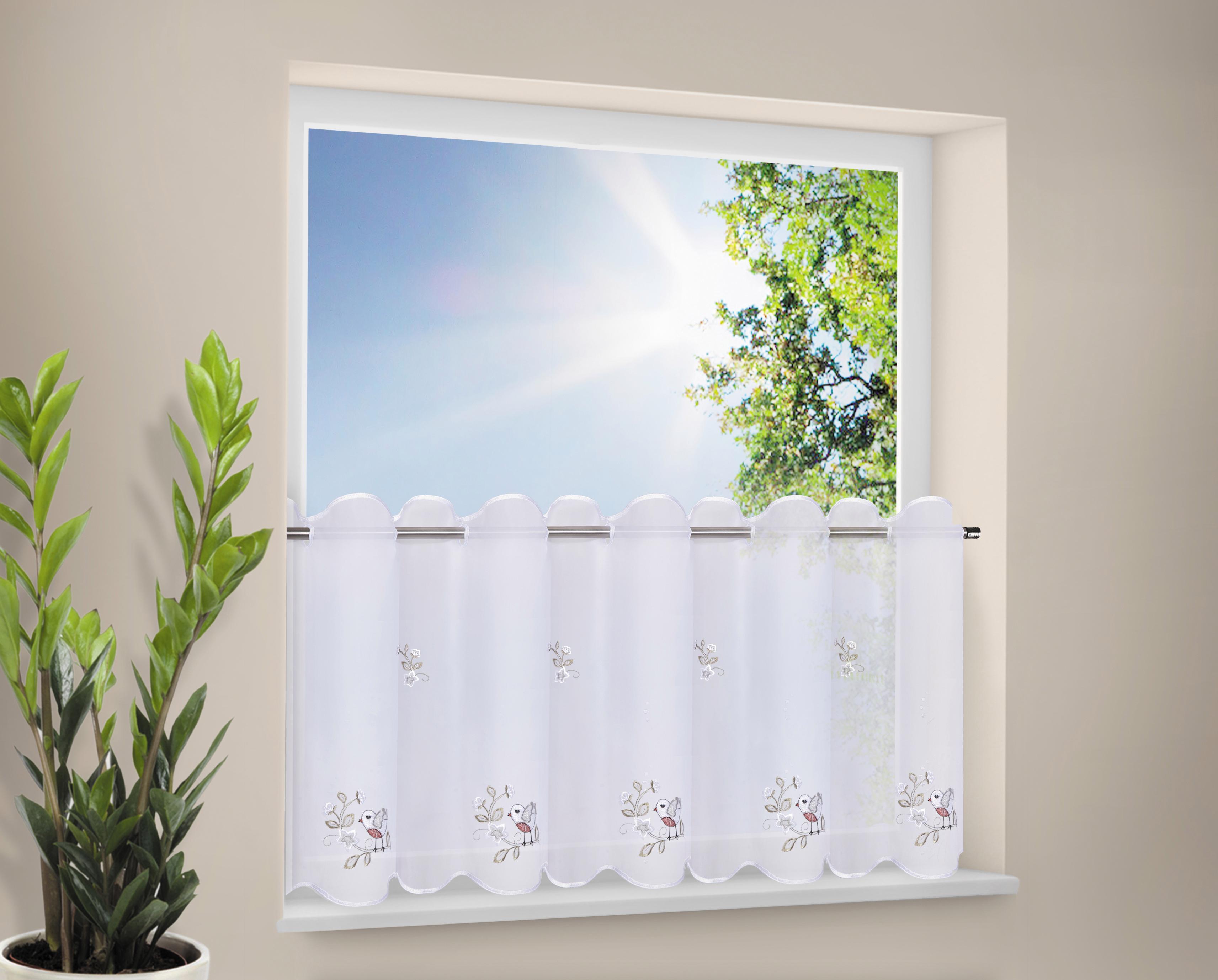 Thumbnail - Gerster Scheibengardine "VÖGELCHEN" Durchzuglöcher 1 Stk. tlg. HxB: 50x145