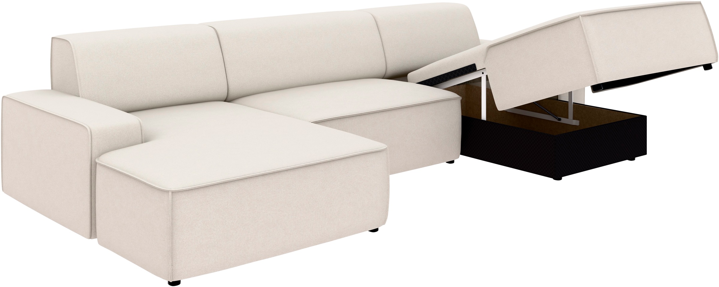 TRENDMANUFAKTUR Wohnlandschaft »Graz, wahlweise mit Sitzvorschub und Bettkasten, U-Form, Breite 329 cm«, in Cord-, haustierfreundlichem LEO Struktur- oder LUMOS-3D-Bezug