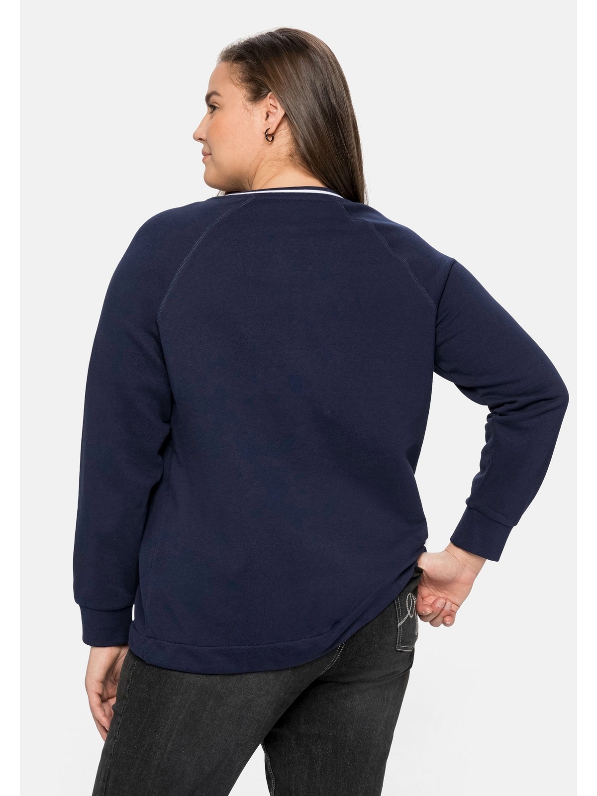 Sheego Sweatshirt »Große Größen«, mit Frontdruck und Kontrast-Rundhals