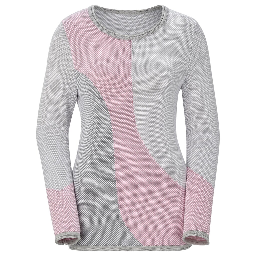 Damenmode Pullover Inspirationen Rundhalspullover »Pullover« grau-rosé-gemustert