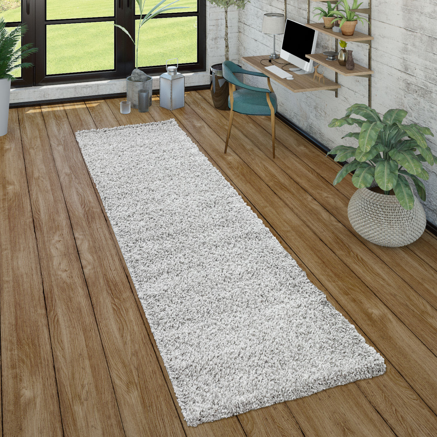 Paco Home "Sky 250" rechteckig 34 mm Höhe gewebt, Uni-Farben, intensive Farbbrillanz, auch als Läufer erhältlich