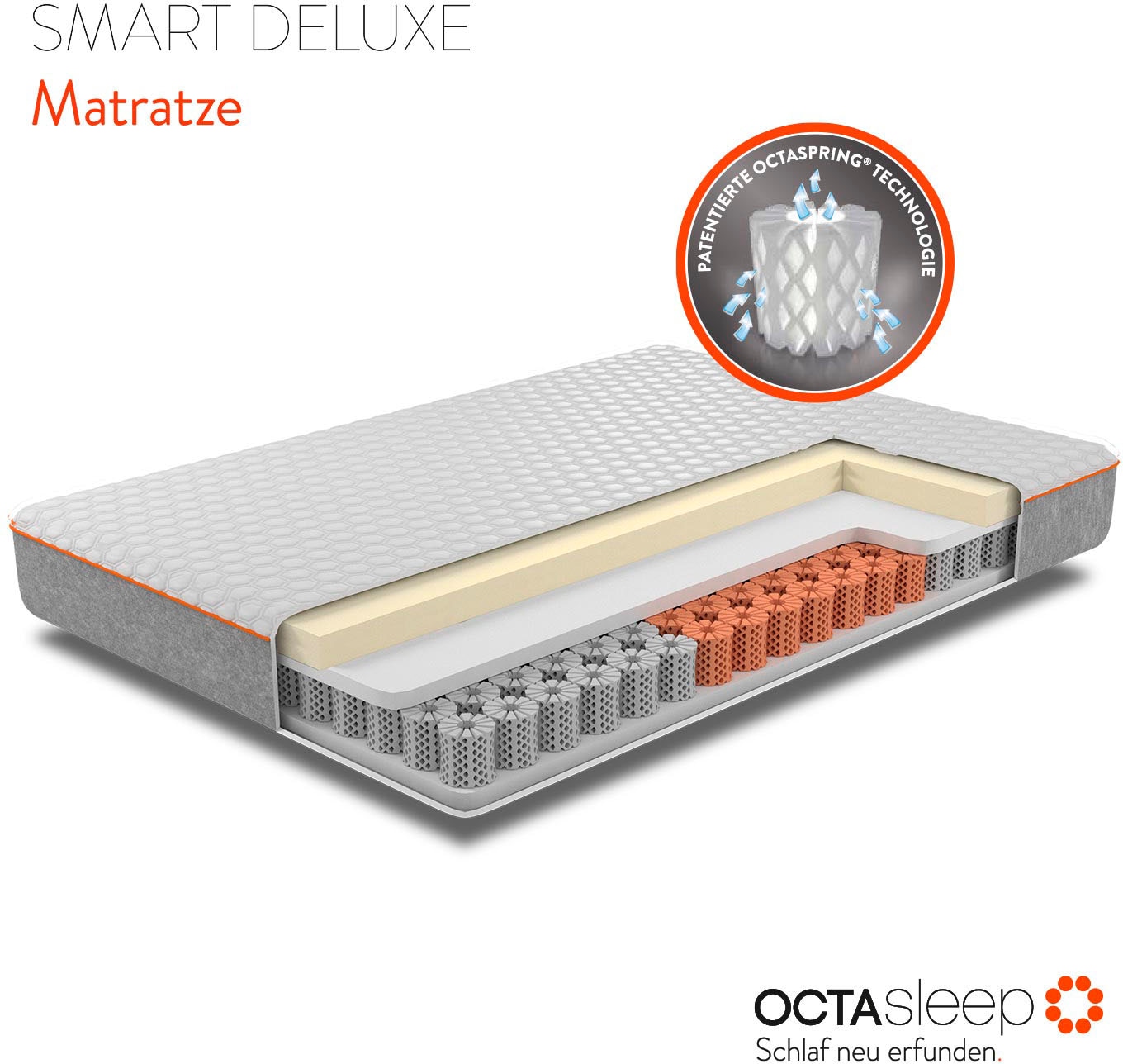 OCTAsleep Komfortschaummatratze "Octasleep Smart Deluxe Mattress", 20 cm hoch, Raumgewicht: 38 kg/m³, (1 St., 1-tlg.)