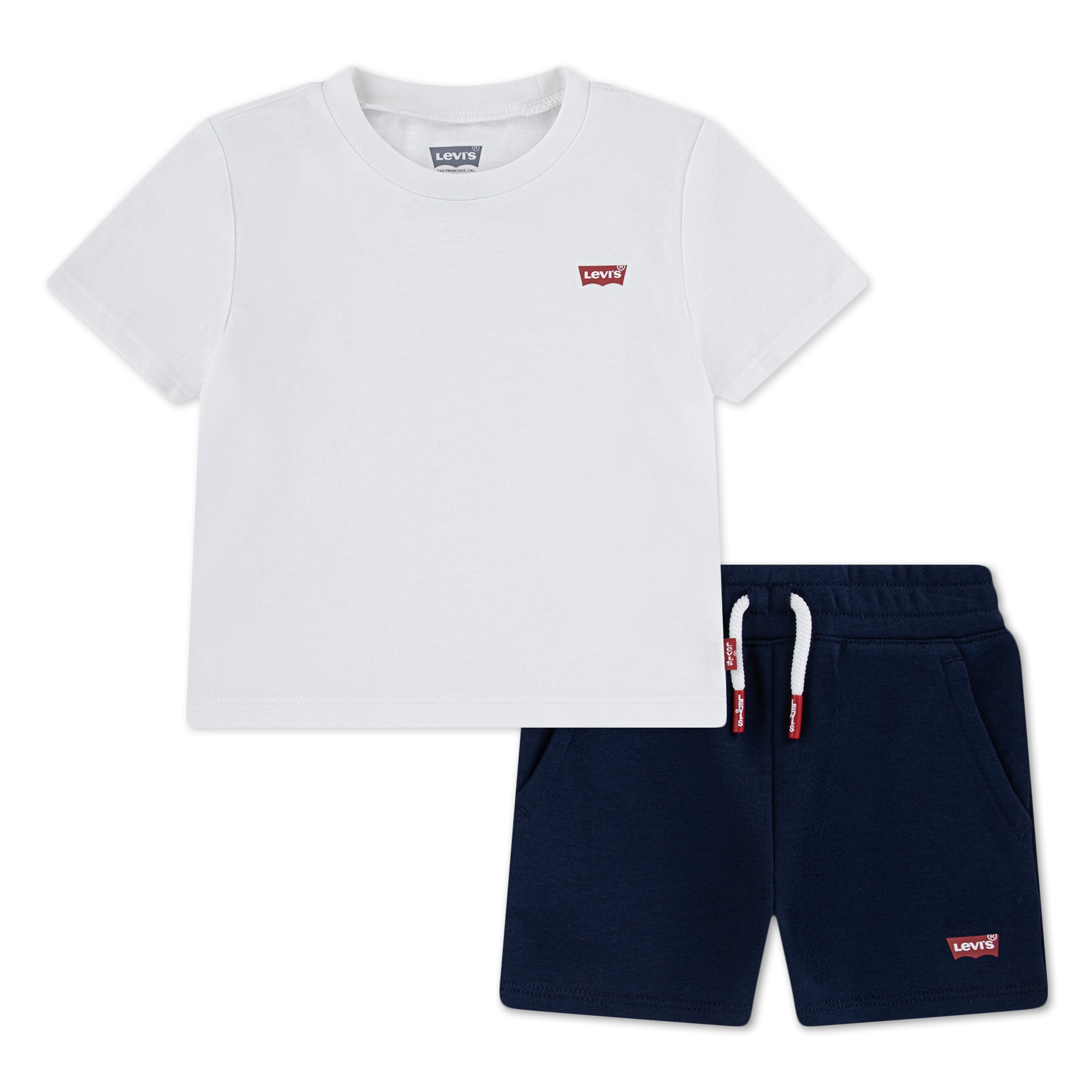 Levis Kids Shirt & Shorts "LVB BATWING TEE & KNIT SHORT S" Set, 2 tlg. mit Markenlabel - supersoft