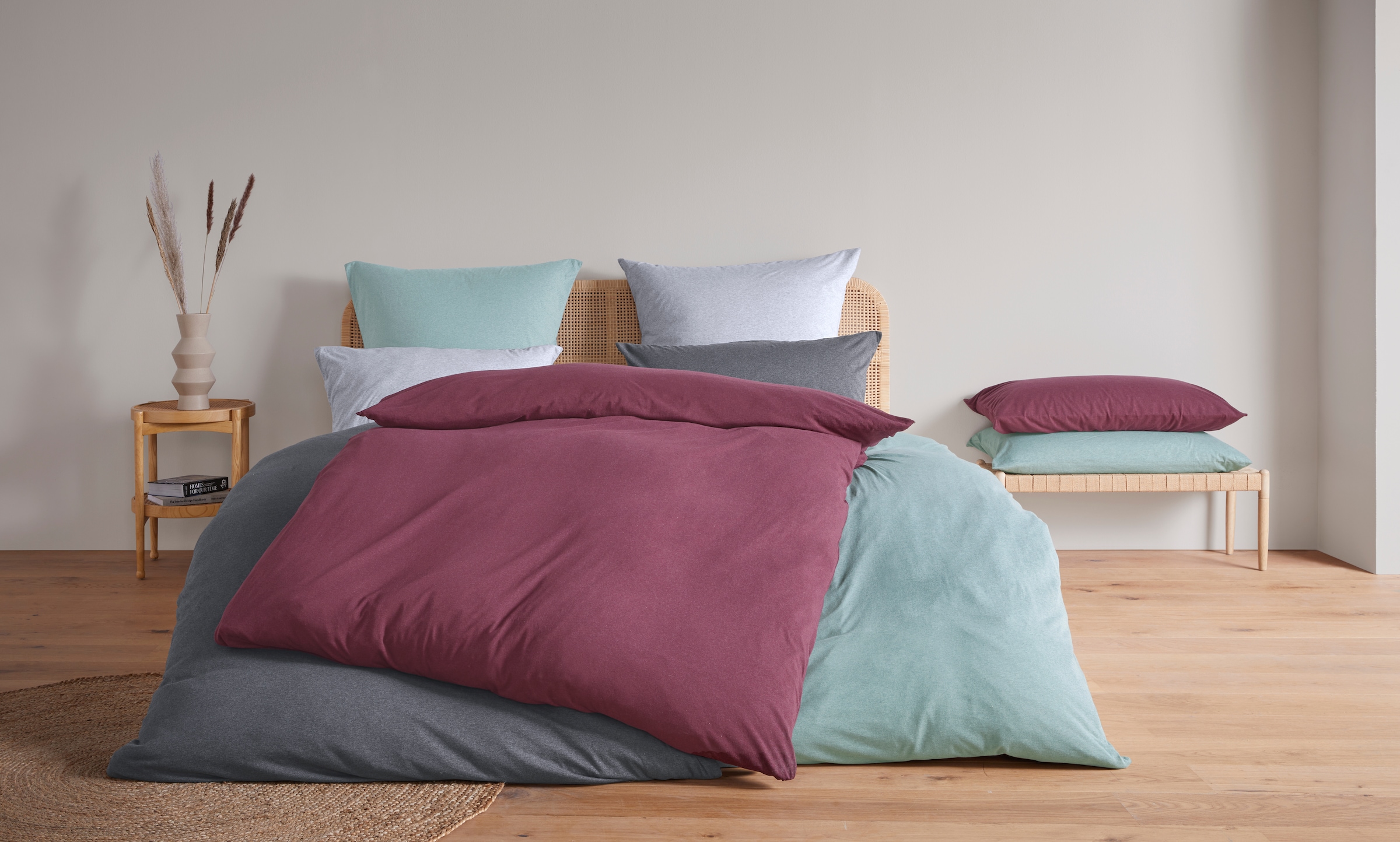 OTTO home Bettwäsche "Valje" 2 Stk. NEUHEIT: ab Größe 135x200 cm, Jersey Qualität in Melange-Optik