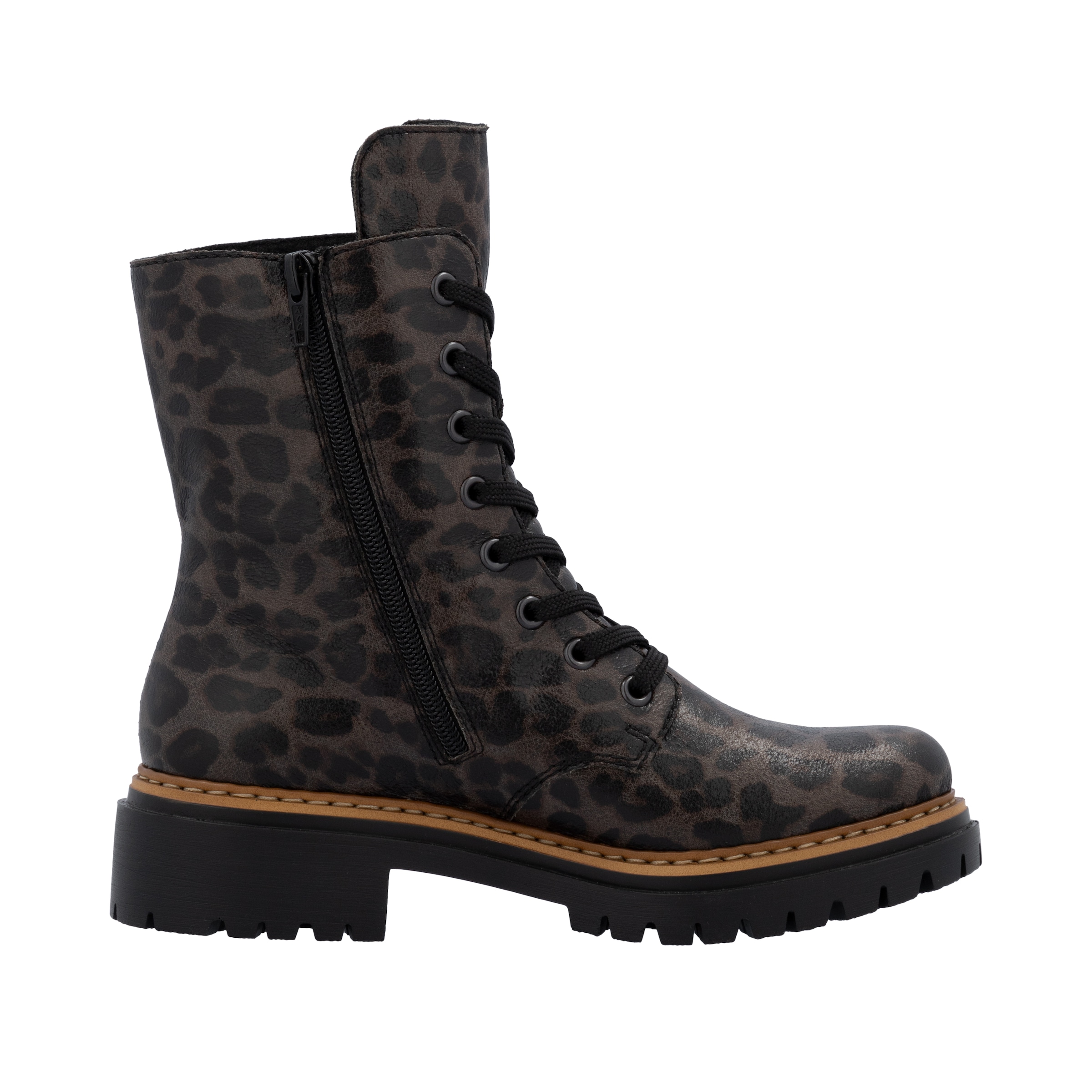 Rieker Schnürboots, Schnürstiefelette, Profilsohle, mit kontrastfarbenem Sohlenrand