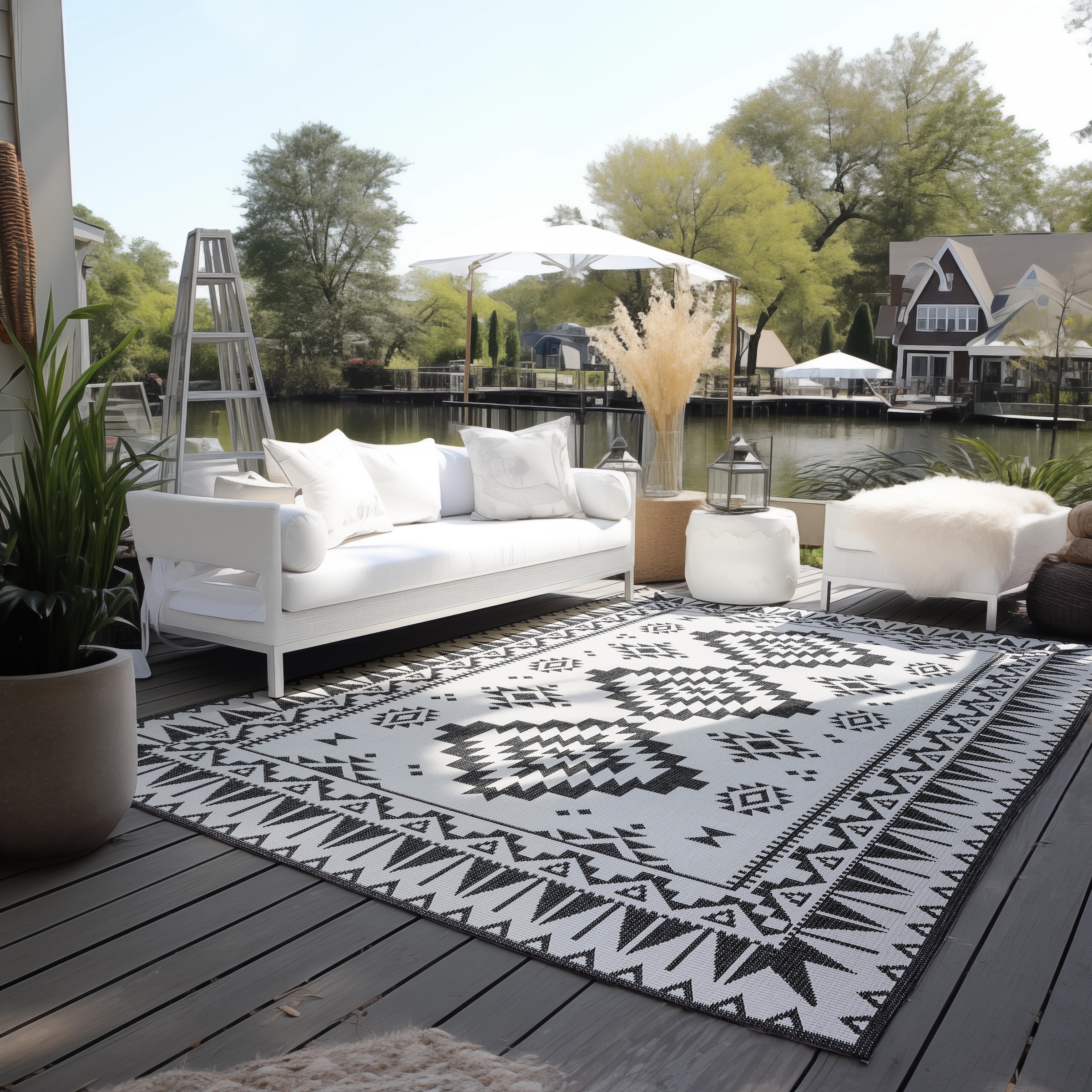 ELLE DECORATION Teppich "Dynamic, Wendeteppich" rechteckig 5 mm Höhe Flachgewebe, In-& Outdoor, Modern, wendbar, Balkon, Wohnzimmer, Außen