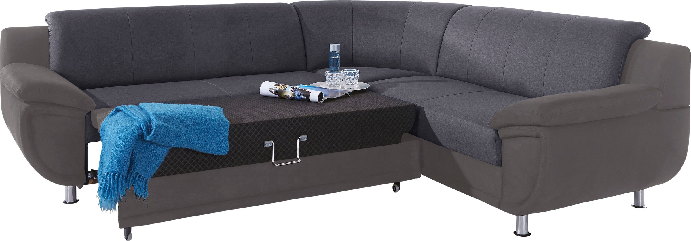 TRENDMANUFAKTUR Ecksofa »Rondo 3, zeitlos und modern, im Materialmix, L-Form«, wahlweise Federkern für hohen Sitzkomfort, wahlweise Bettfunktion