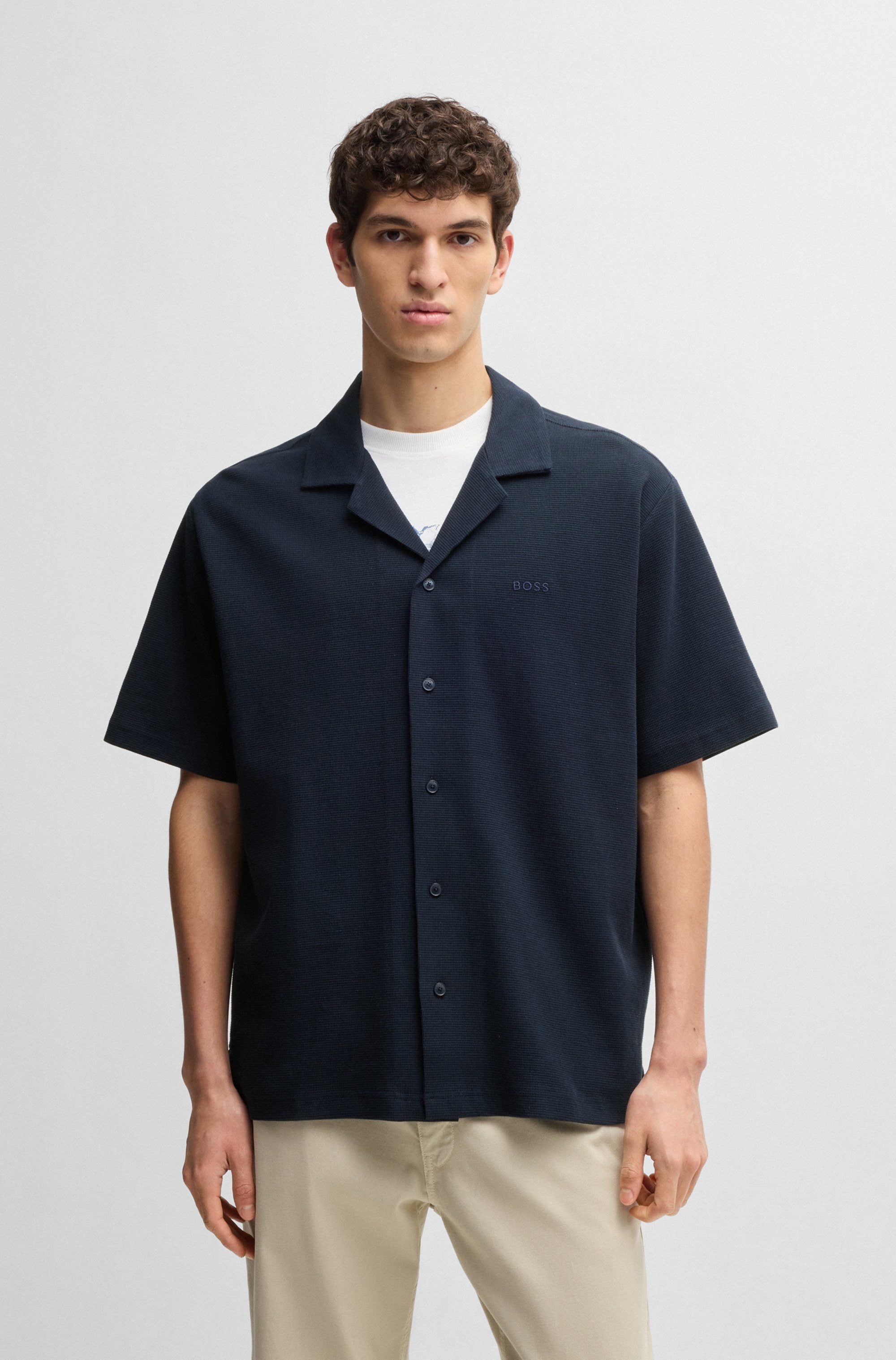 BOSS ORANGE Kurzarmshirt "Pe waffleshirt", mit Ton-in-Ton Logo günstig online kaufen