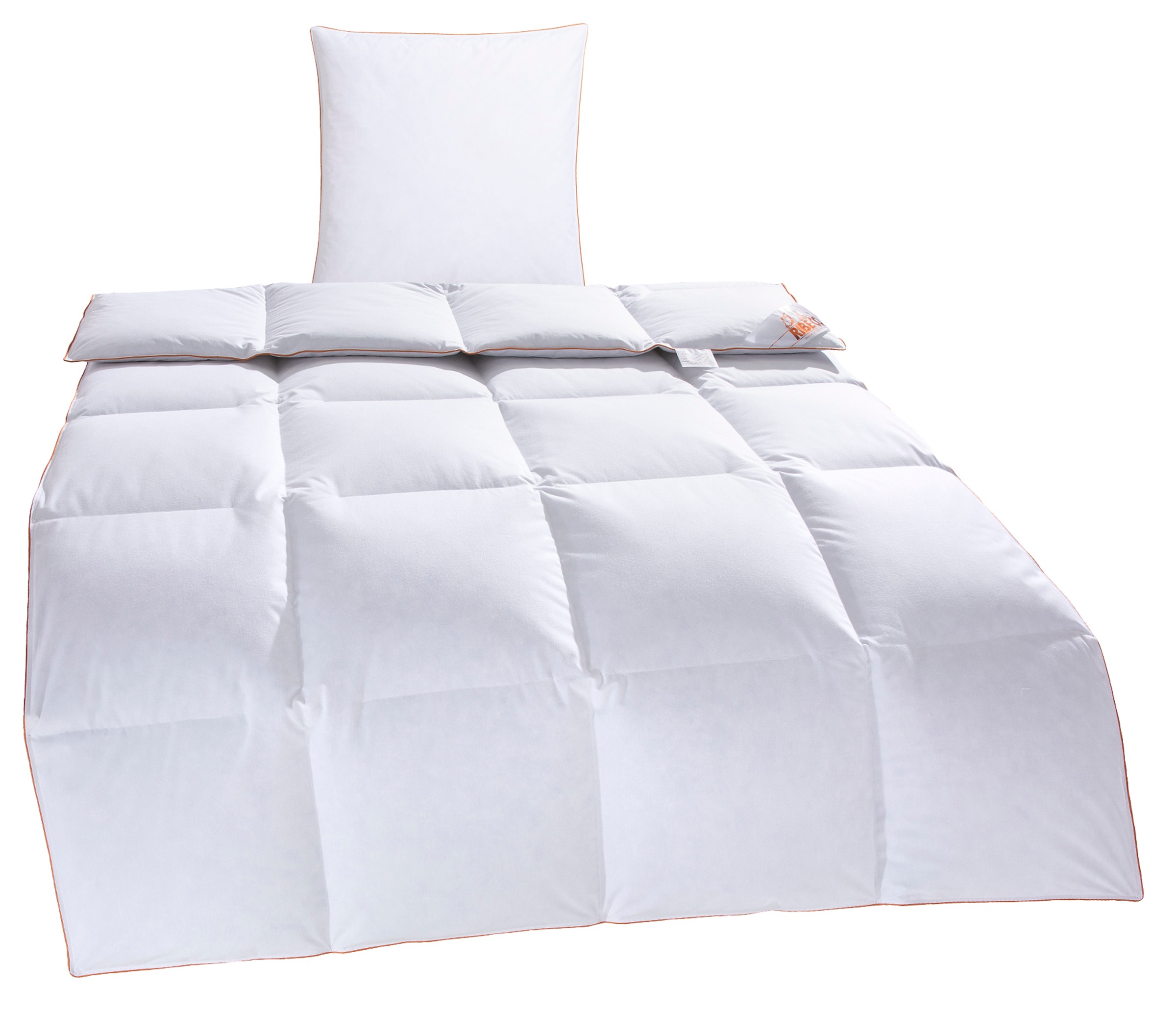 RIBECO Daunenbettdecke + Kopfkissen »Richard, Bettwaren-Set in 135x200 oder 155x220 cm, Sommer oder Winter«, (Spar-Set), Seit 105 Jahren überzeugt RIBECO durch Qualität