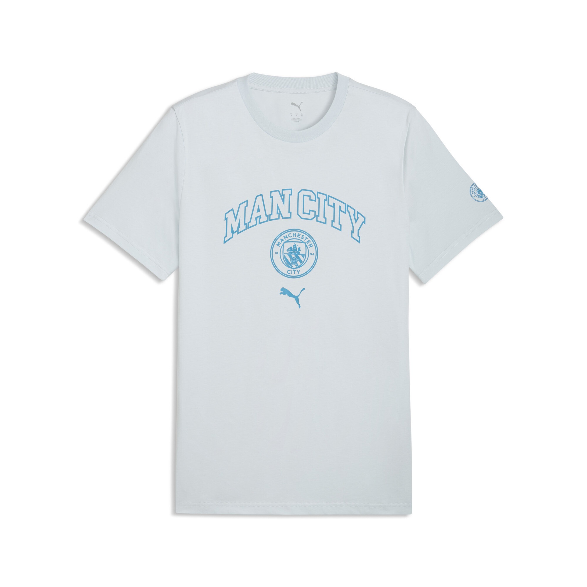PUMA Herren T-Shirt "Manchester City ftblCulture T-Shirt Herren"sea glass tropical blau, Gr. L, Obermaterial: 100% Baumwolle; Rippe: 75% Baumwolle,