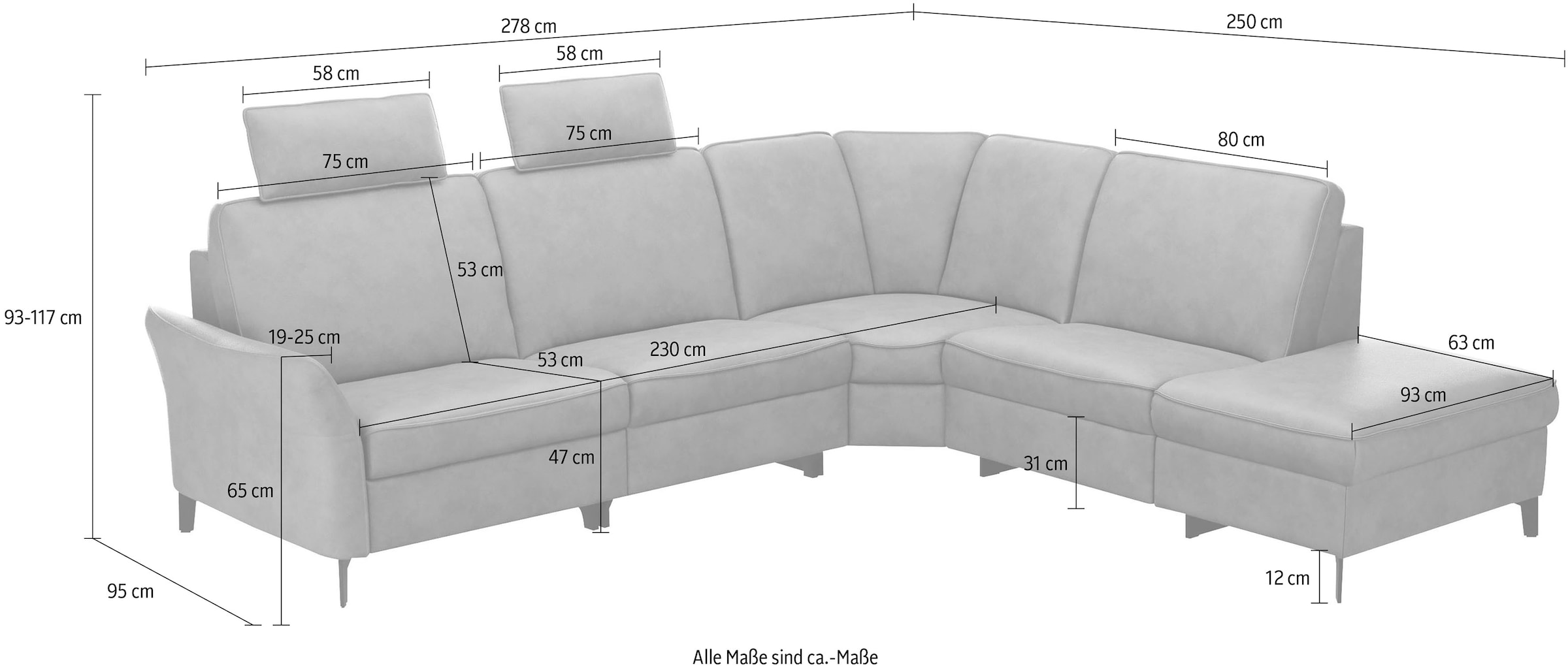 himolla Ecksofa »1920«, ein oder zwei integrierte Relaxsitze, Ottomane rechts oder links