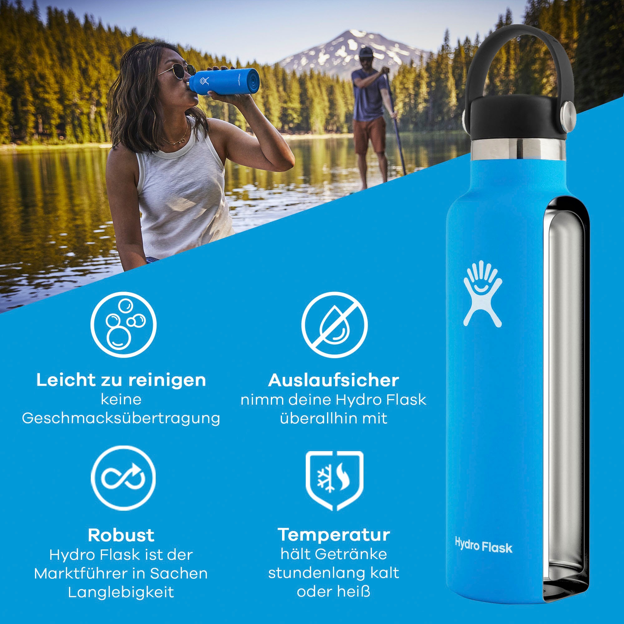 Hydro Flask Trinkflasche »STANDARD FLEX CAP«, (1 tlg.), TempShield™-Isolierung