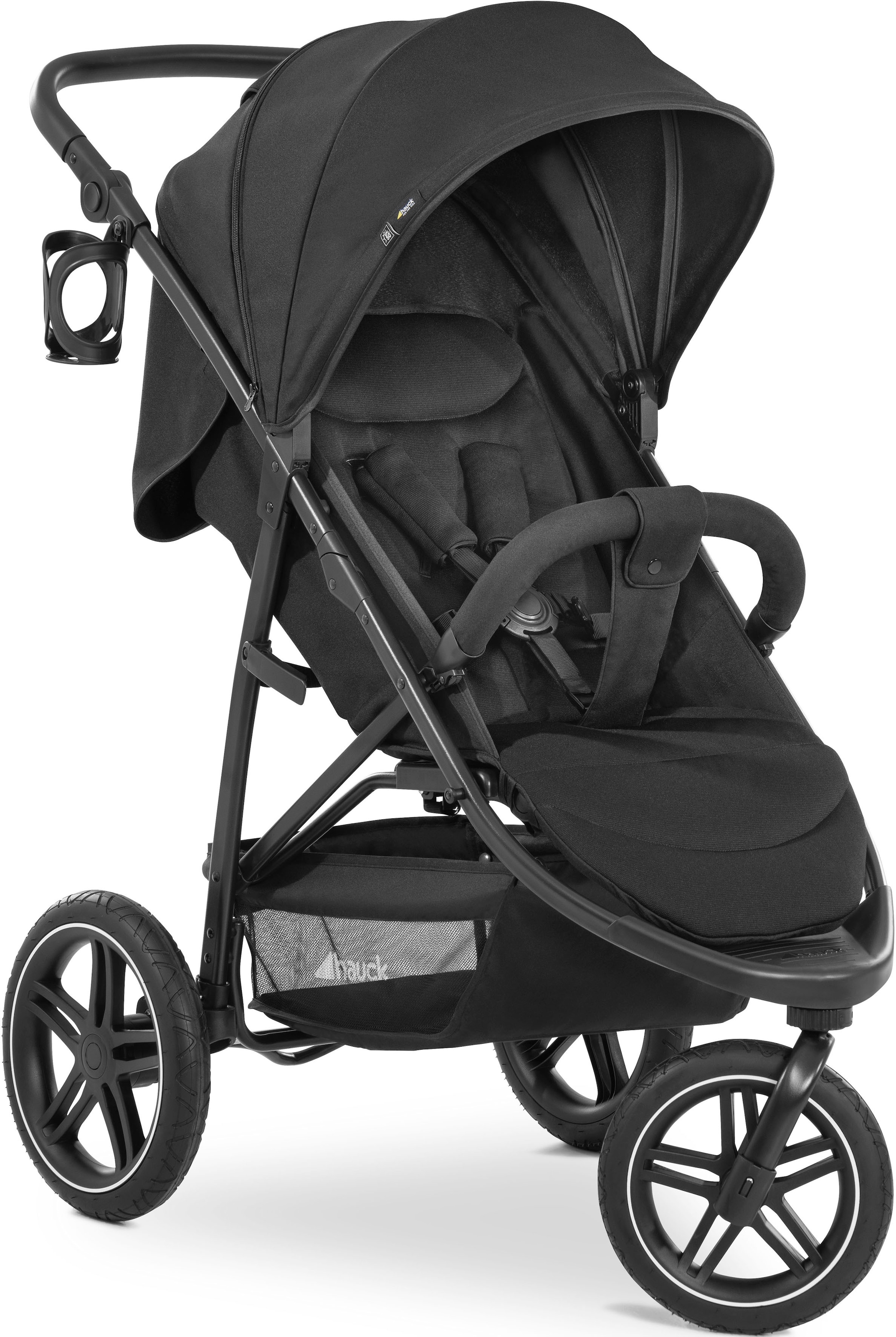 HAUCK Kinder Dreirad-Kinderwagen "Rapid 3R, black", schwarz, Aluminium, Polyester, Kinderwagen, mit schwenk- und feststellbarem Vorderrad