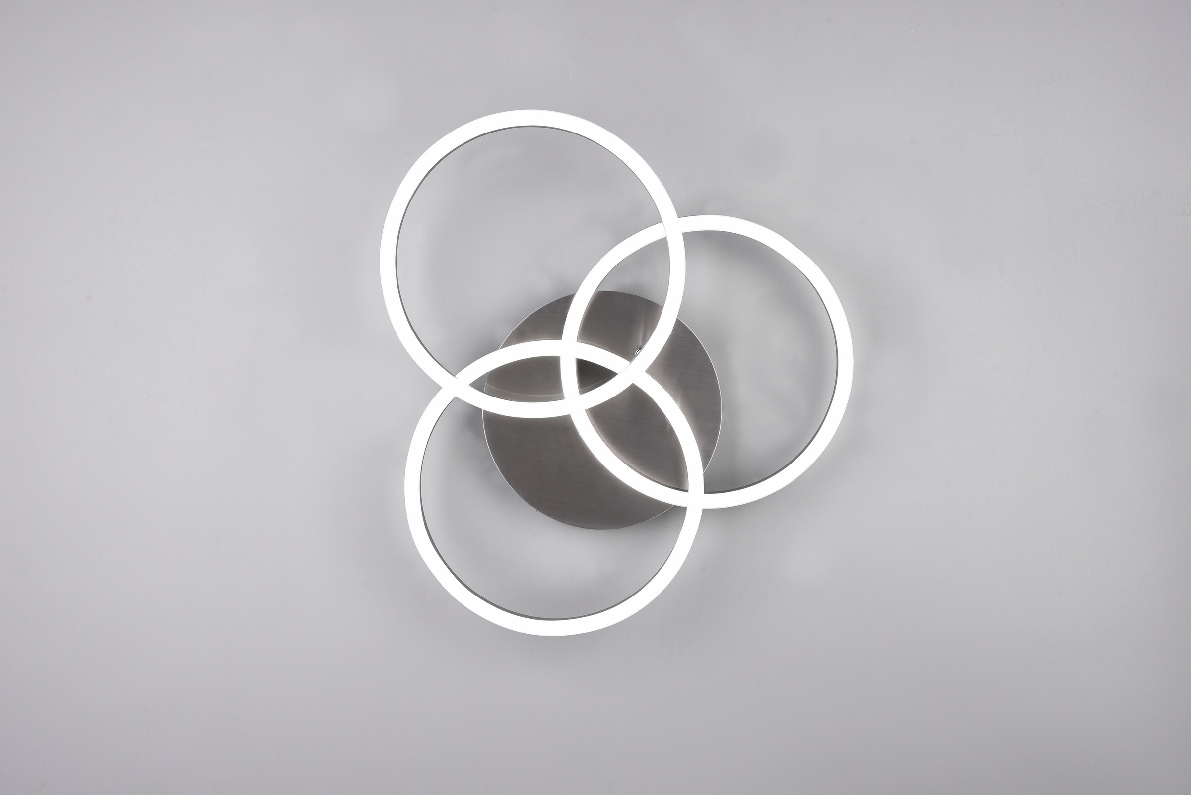 REALITY Leuchten LED Deckenleuchte »Circle«, 1 flammig, Leuchtmittel LED-Board | LED fest integriert, Deckenlampe Nickel matt mit schwenkbaren Ringen / inkl. Fernbedienung