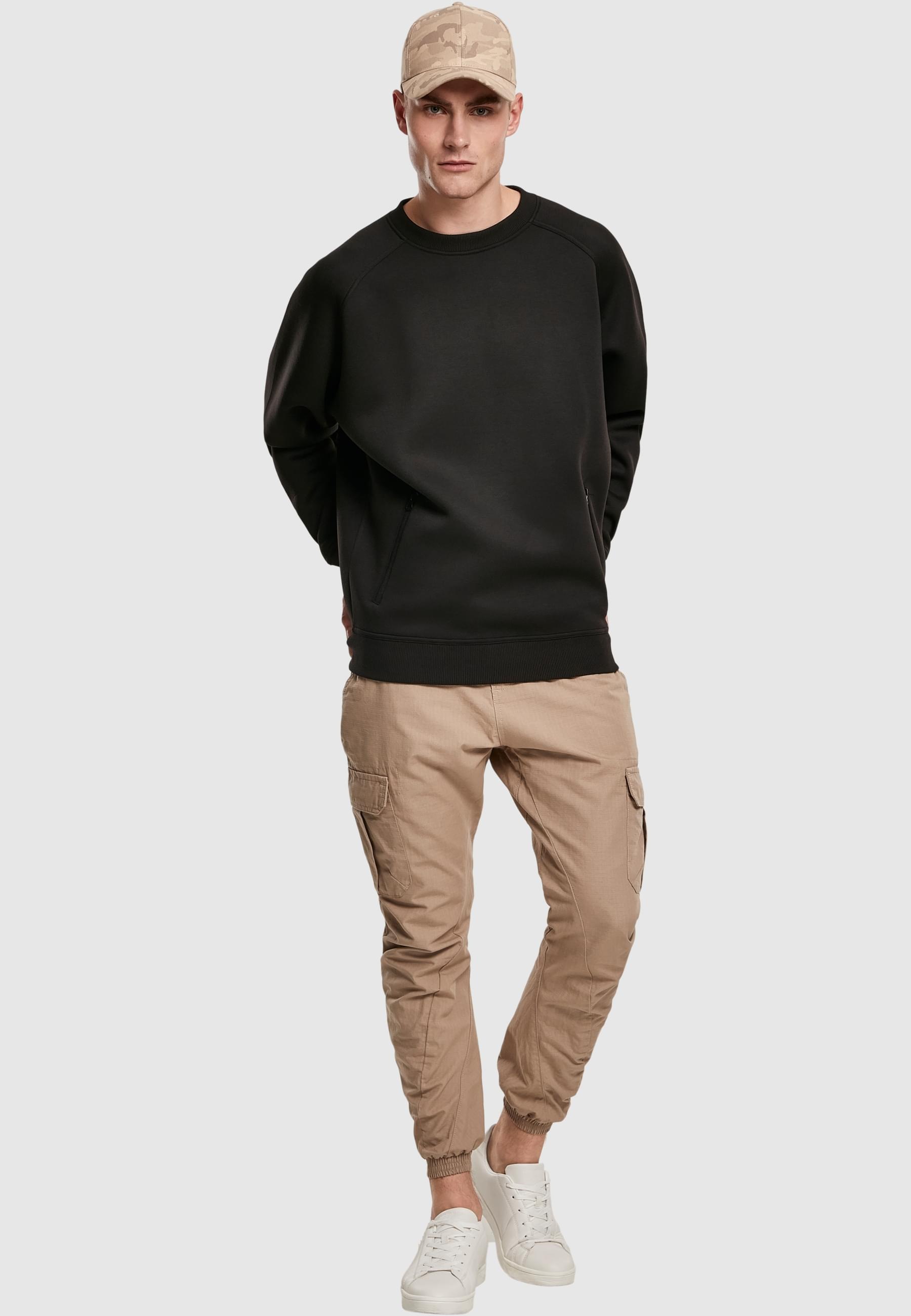 URBAN CLASSICS Rundhalspullover »Urban Classics Herren Raglan Zip Pocket Crew«, (1 tlg.)