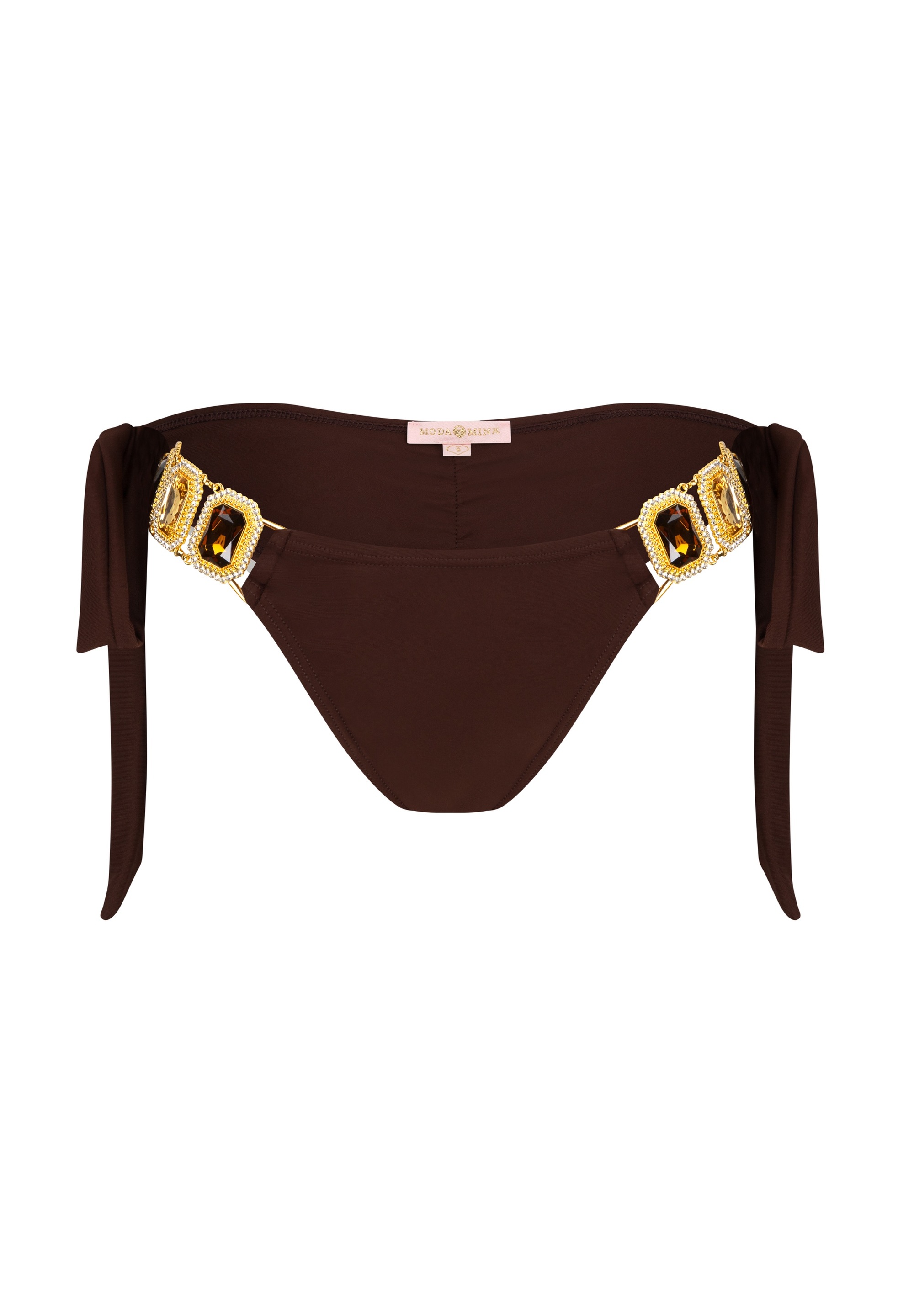 Moda Minx Bikini-Hose »Boujee Tie Side Brazilian«, (1 St., Panty), mit stilvollem Steinbesatz