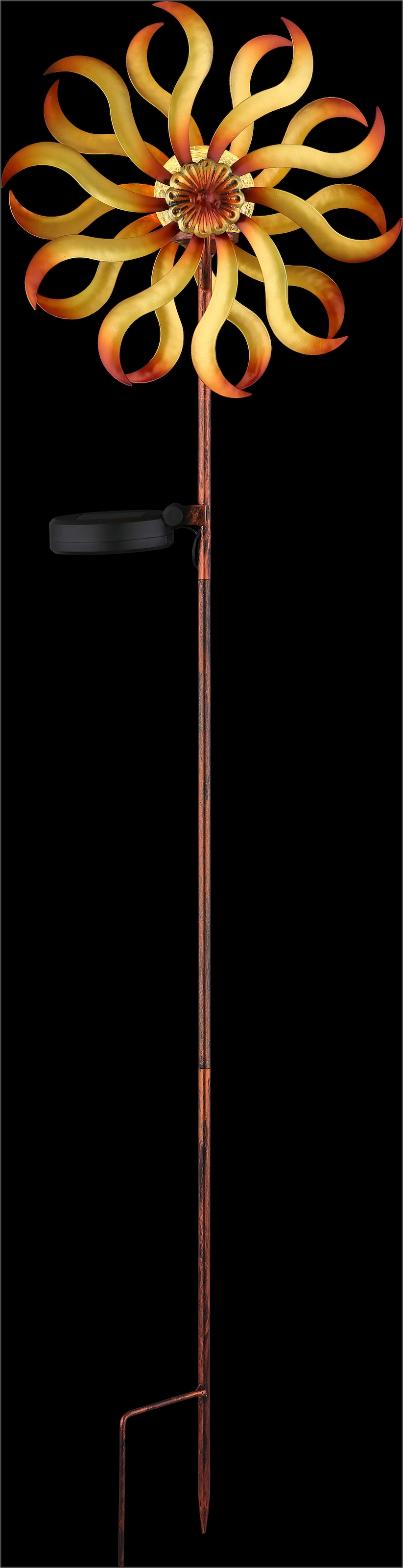 GLOBO LIGHTING LED Solarleuchte »SOLARLEUCHTE METALL GOLDFARBEN PATINIERT, 1XLED« LED-Modul 1 Stk. Warmweiß