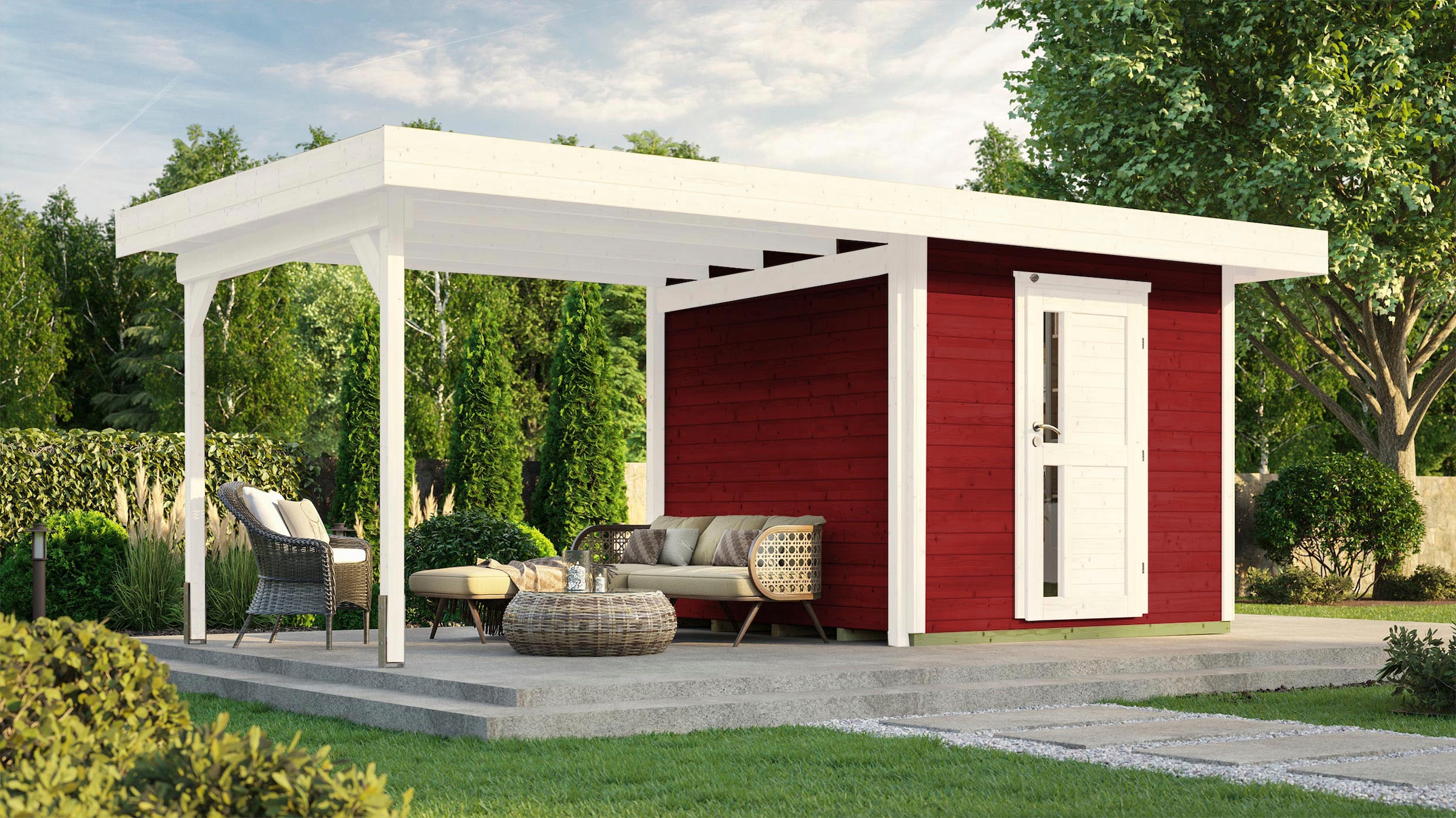 weka Gartenhaus »Designhaus 172 B«, (Set), mit Anbaudach