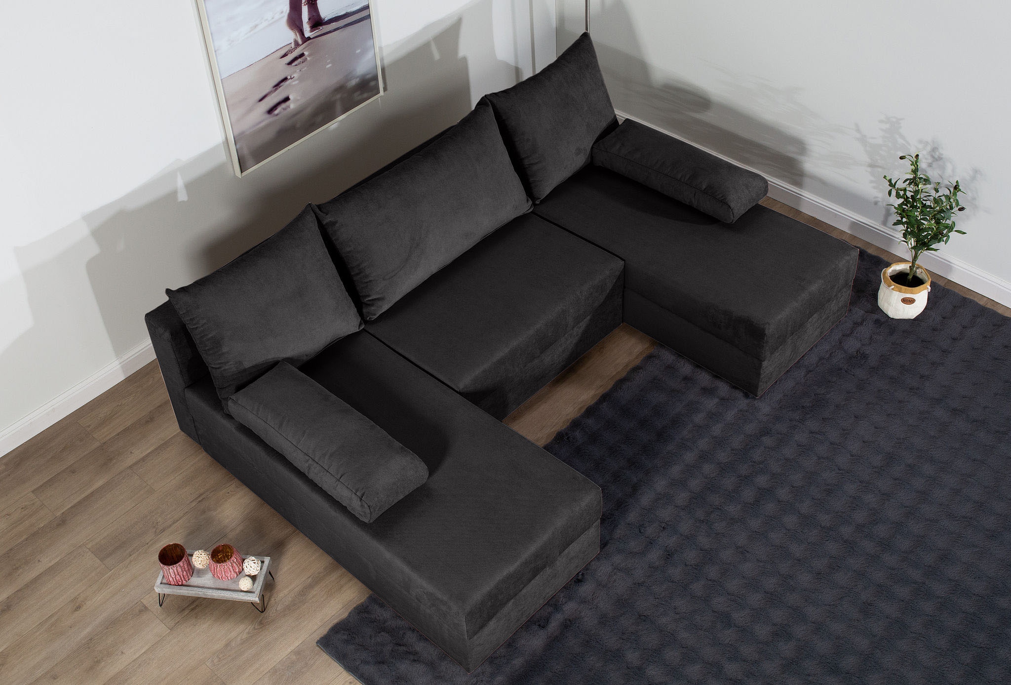COLLECTION AB Wohnlandschaft »Pico U-Form«, Breite 220, ohne Armlehne mit Schlaffunktion, Bettkasten