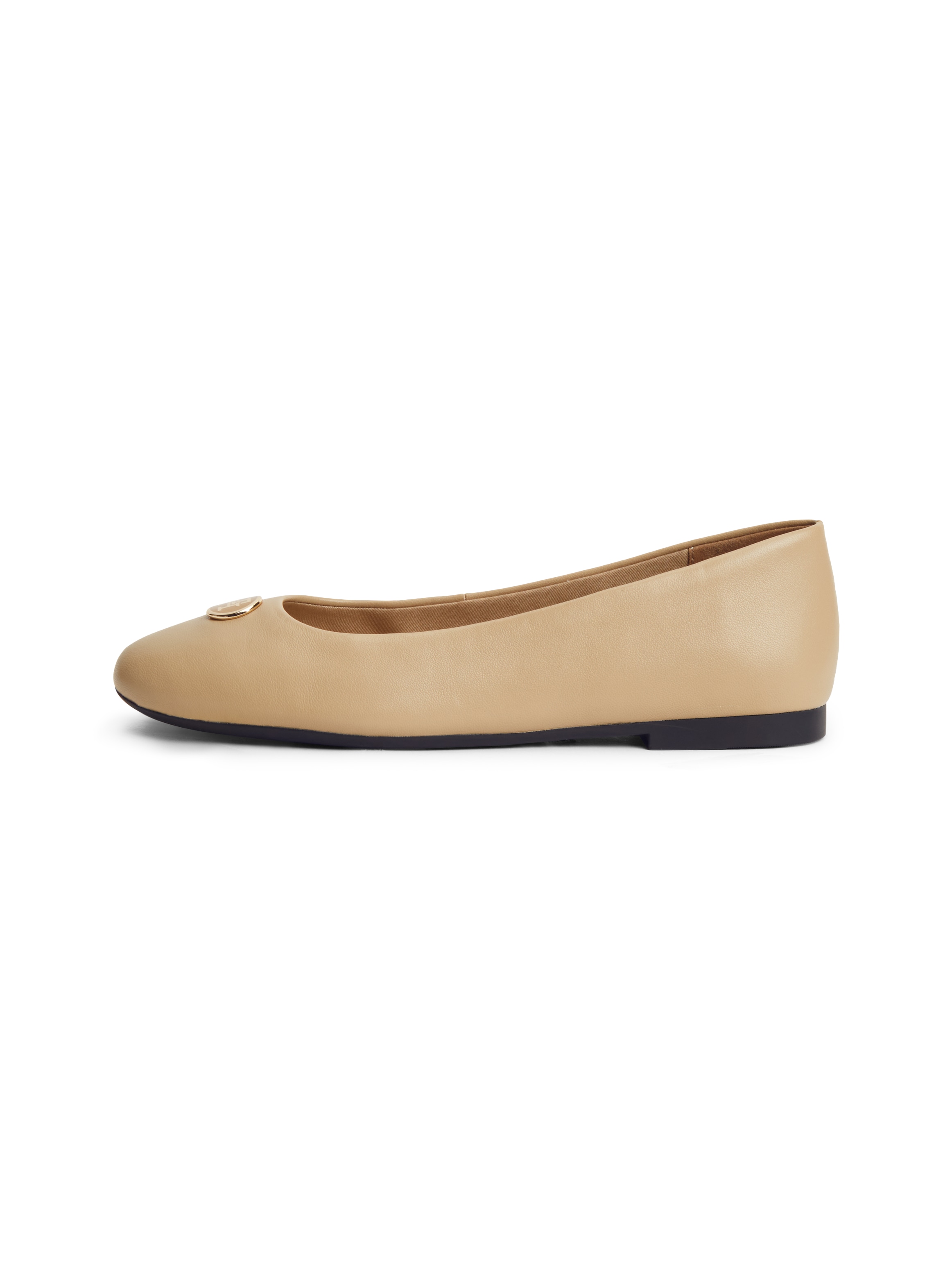 Tommy Hilfiger Ballerina »TH PLATE LEATHER BALLERINA«  Schlupfschuh, Businessschuh mit edlem Schmuckelement - schmale Form