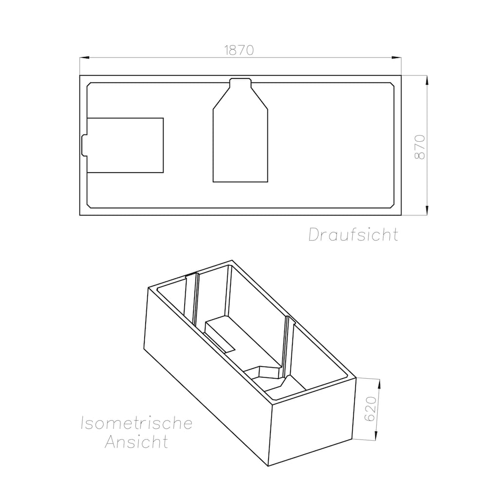 OTTOFOND Badewanne »Cubic«, (Komplett-Set, 4 tlg.)