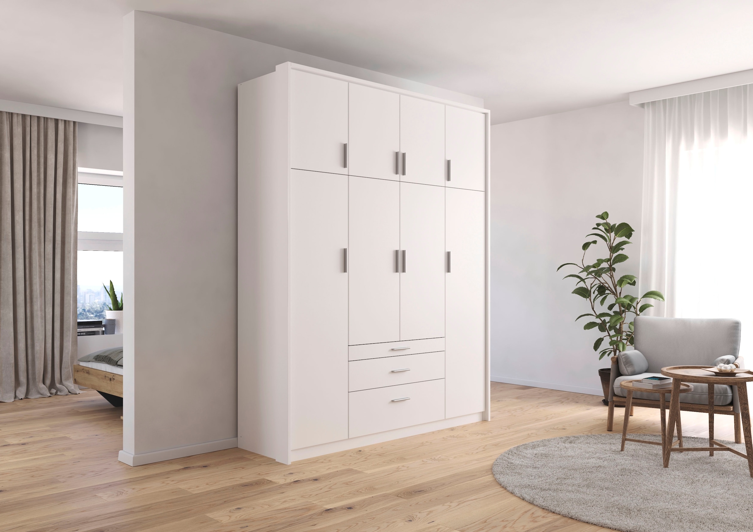 rauch Kleiderschrank »Schrank Drehtürenschrank Garderobe Ankleide Schlafzimmer HILDESHEIM« Breiten: 185/275 cm, Höhe 231 cm,  oberste Schublade mit praktischer Facheinteilung MADE IN GERMANY
