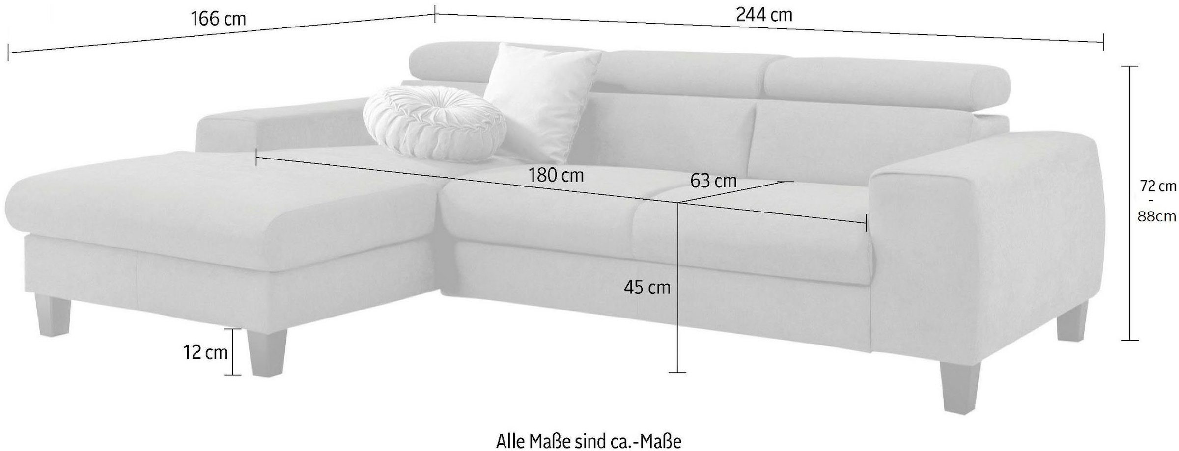 COTTA Polstergarnitur »Morven L-Form« Set,  Set bestehend aus: Ecksofa mit Kopfteilverstellung & Hocker