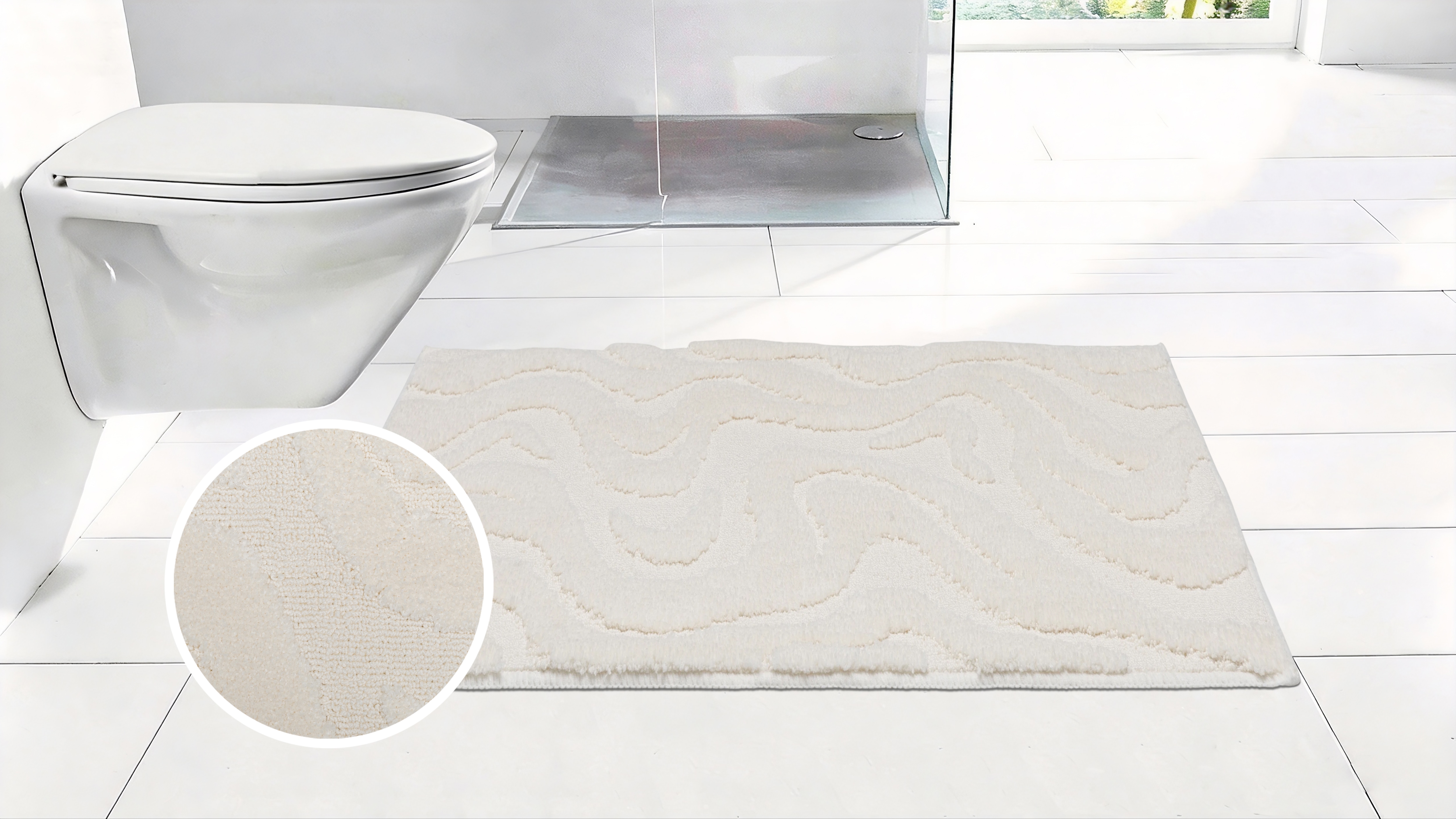 OTTO home Badematte "Wave, Badvorleger, Badezimmer Teppich" Höhe 10 mm rutschhemmend beschichtet fußbodenheizungsgeeignet schnell trocknend Hoch-Tief-Effekt, modernes Muster, Welle, Badteppich, Duschvorleger