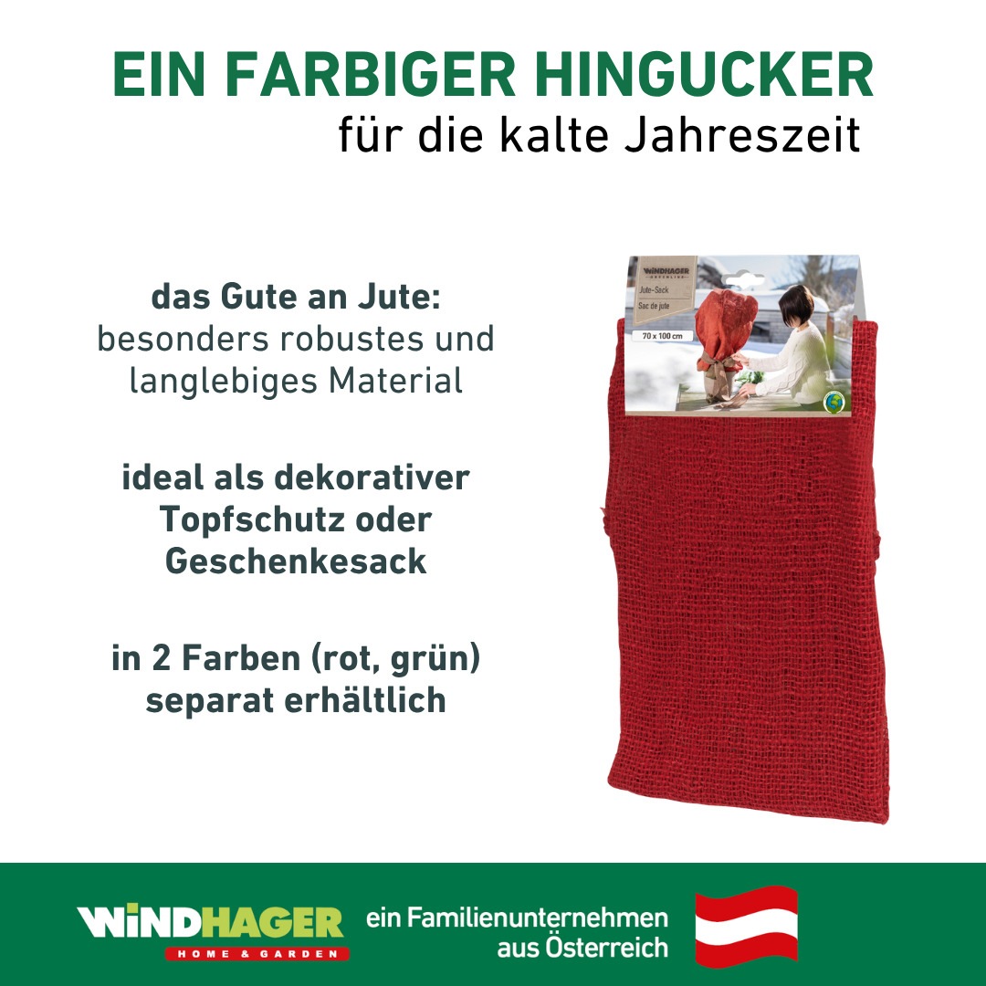 Windhager Winterschutzvlies »Jute-Sack, Gartensack aus robustem Vlies« Befestigungsband inklusive, 70x100 cm, erhältlich in grün oder rot