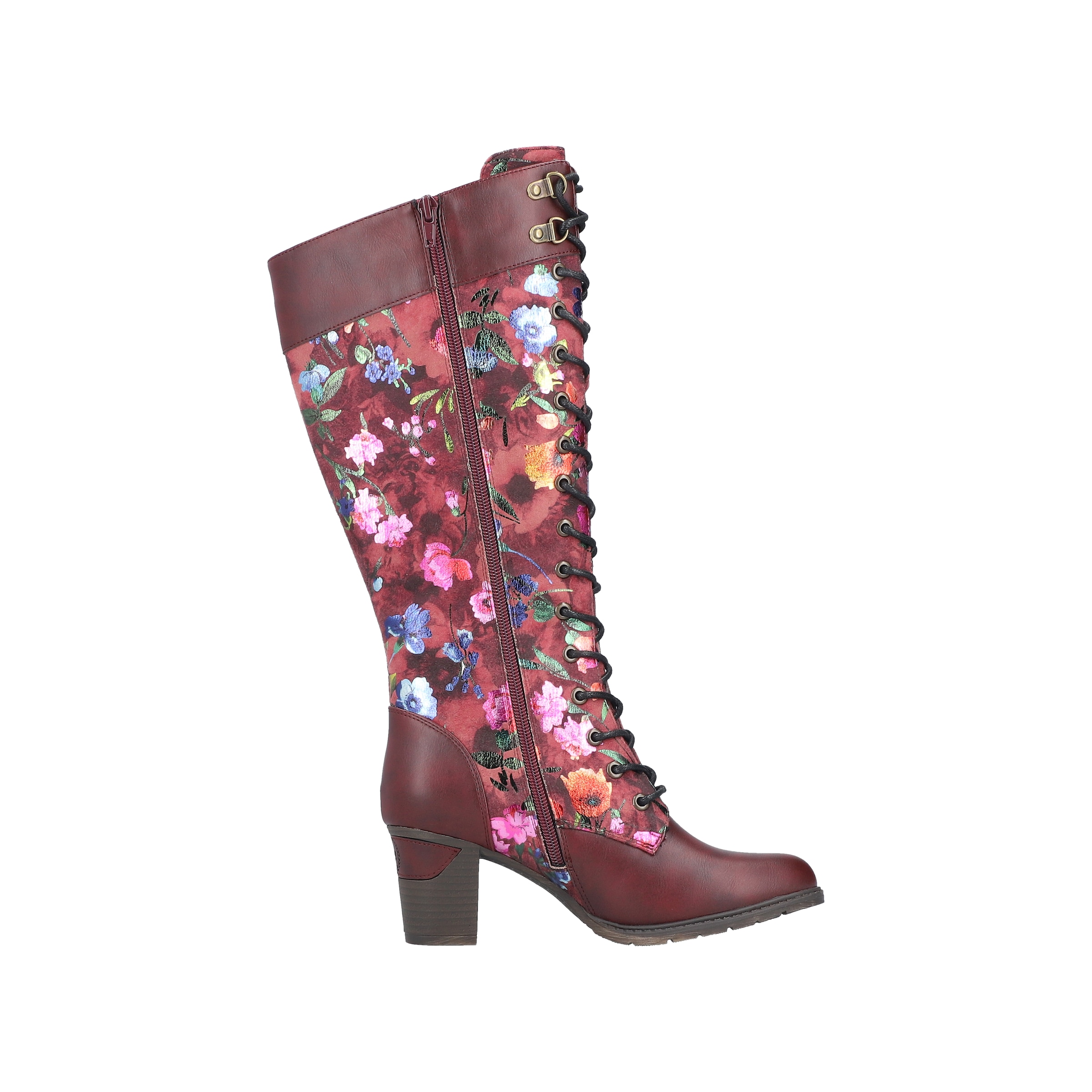 Rieker Schnürstiefel  Langschaftstiefel mit stylischem Blumenmuster