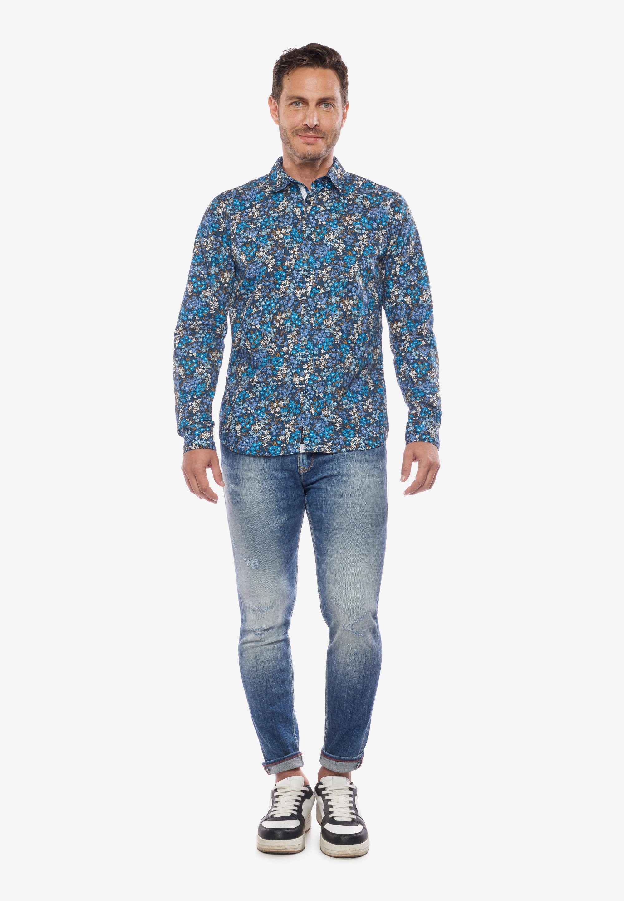 Le Temps Des Cerises Langarmhemd »CHEMISE HOMME GRIBA (MANCHE LONGUE) /SHIRT MAN GRIBA (LONG SLEEVE)«, Mit floraler Musterung