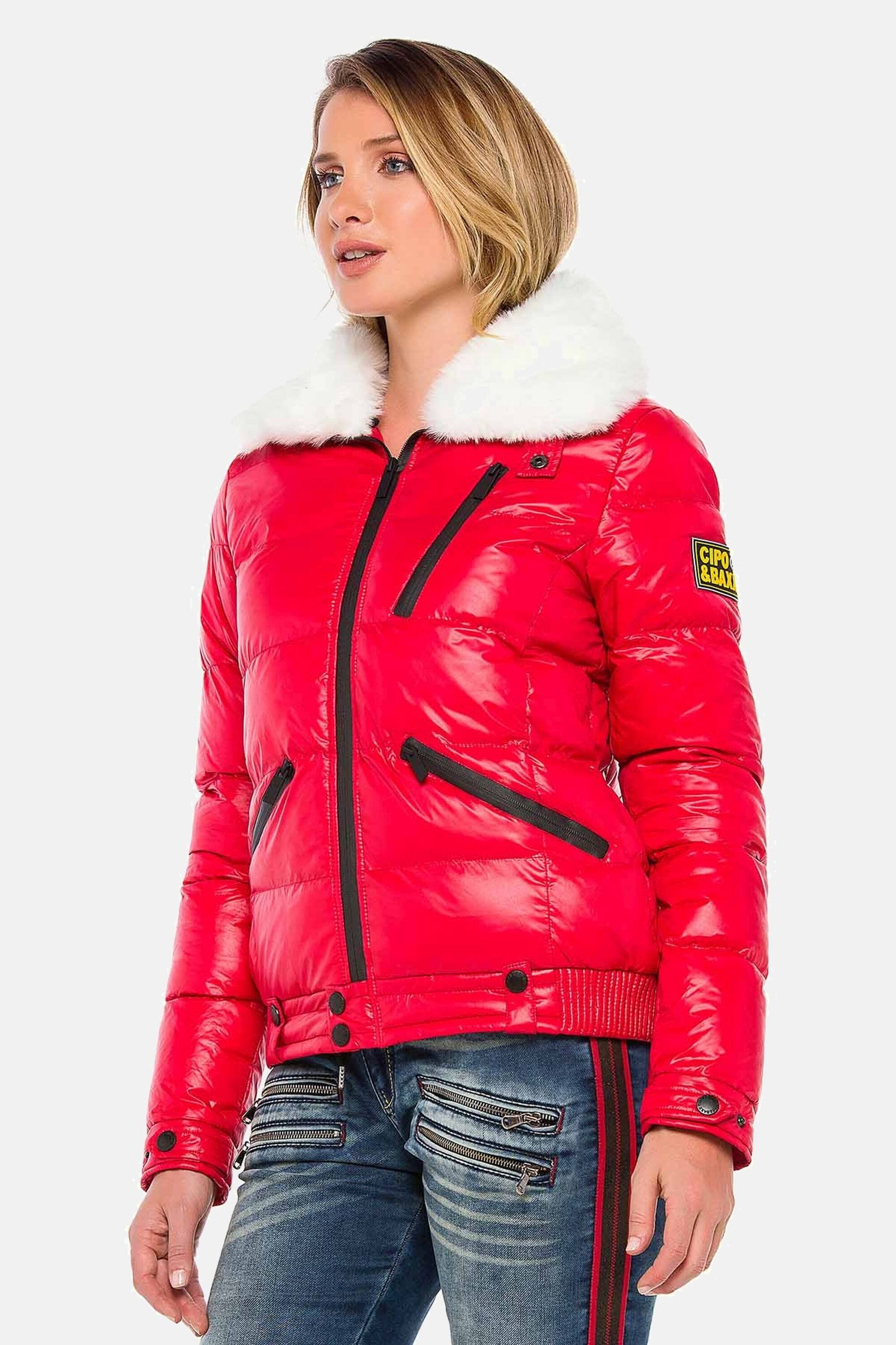 Cipo & Baxx Winterjacke »Winterjacke mit Kunstfellkragen«, ohne Kapuze, mit Kunstfellkragen, WM108