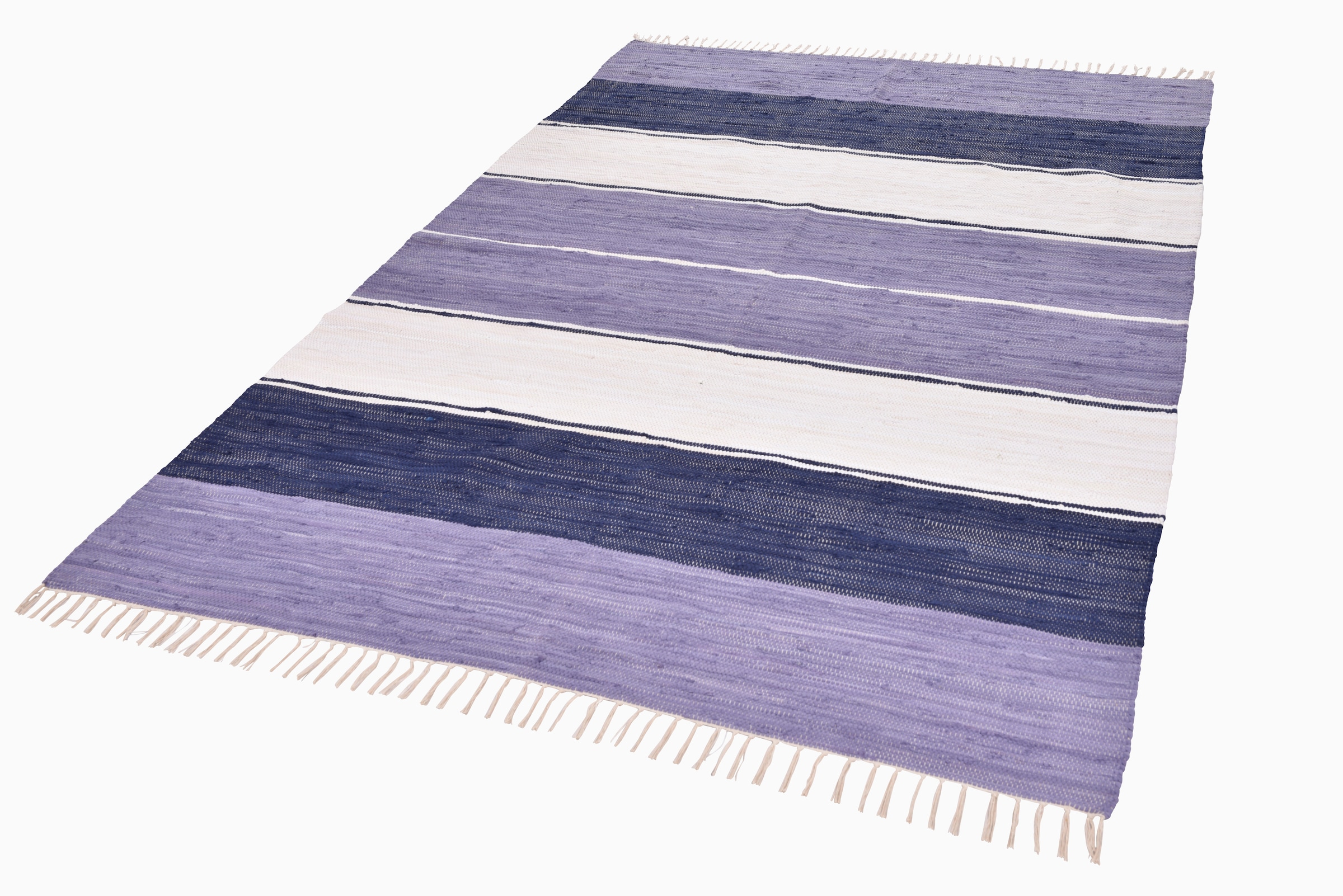 THEKO Läufer »Stripe Cotton«, rechteckig, handgewebt, BAUR Handweb reine mit Fransen Flachgewebe, | Baumwolle