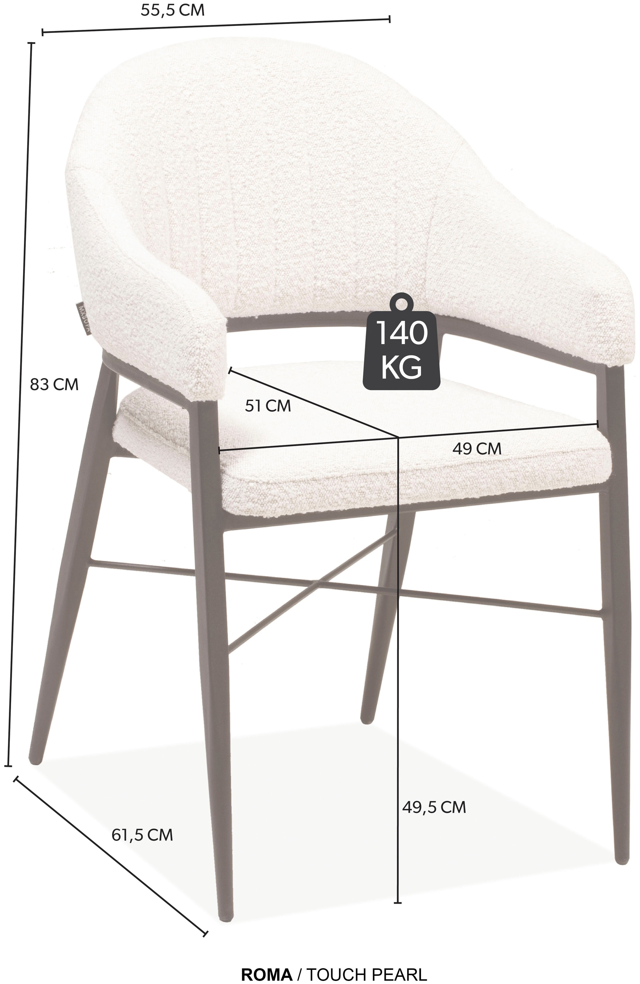 OMG Design Armlehnstuhl »Roma«, (Set), 2 St., Stoff, bequemer Esszimmerstuhl, Polsterstuhl mit Bouclé Bezug