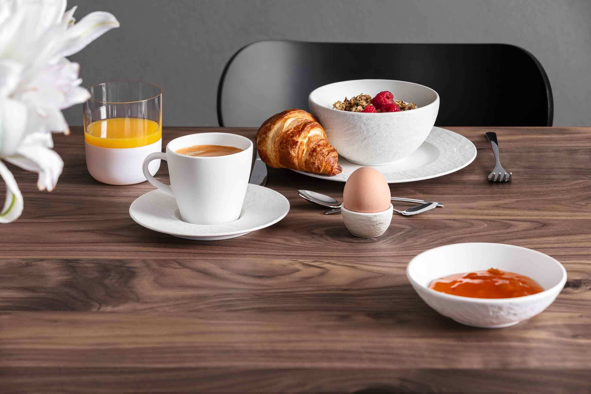 Villeroy & Boch Dessertteller "Manufacture Ice 6 Stück" Eleganter Kuchenteller aus weissem Porzellan