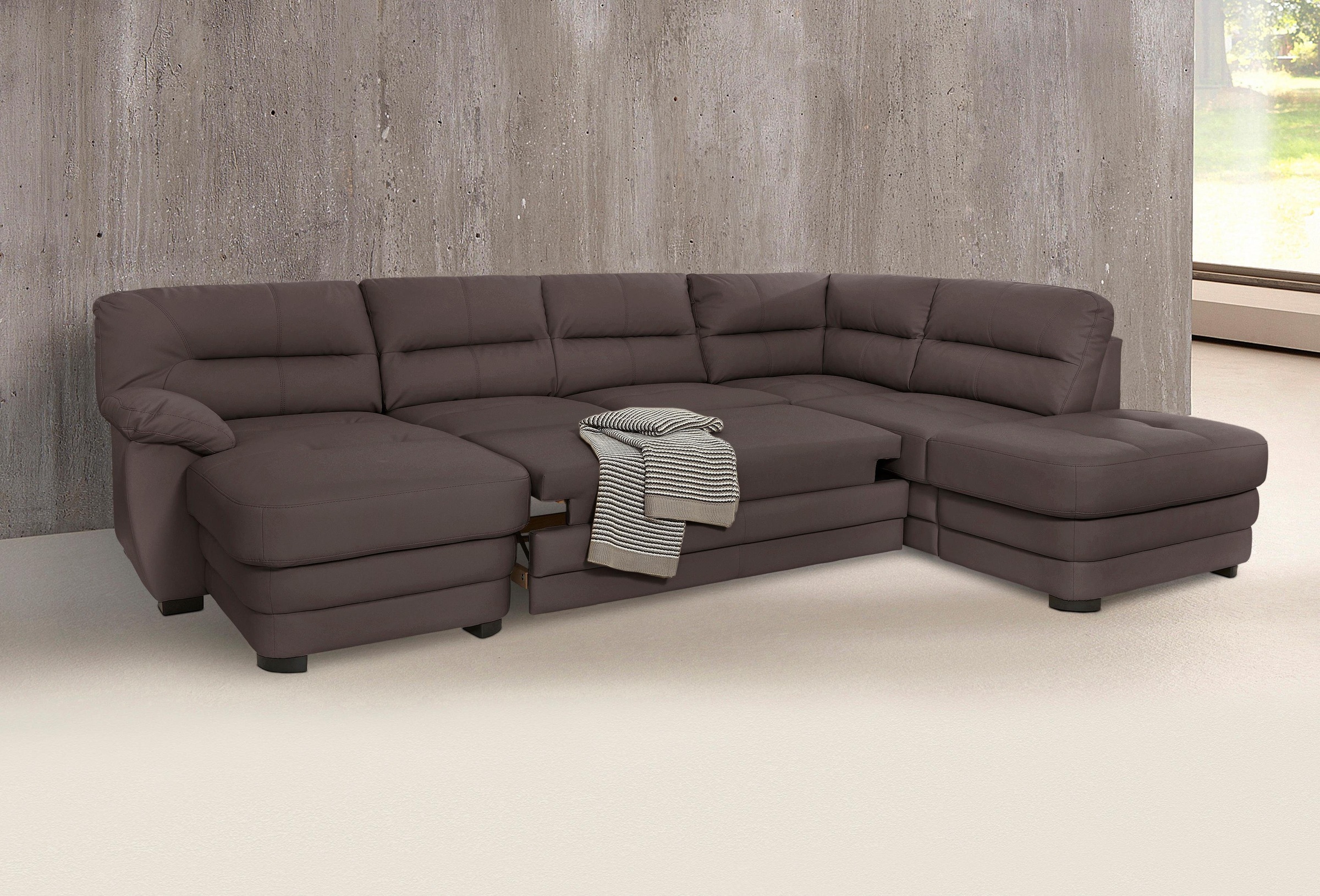 COTTA Polstergarnitur »Royale U-Form«, (Set), Set bestehend aus: Wohnlandschaft & Hocker