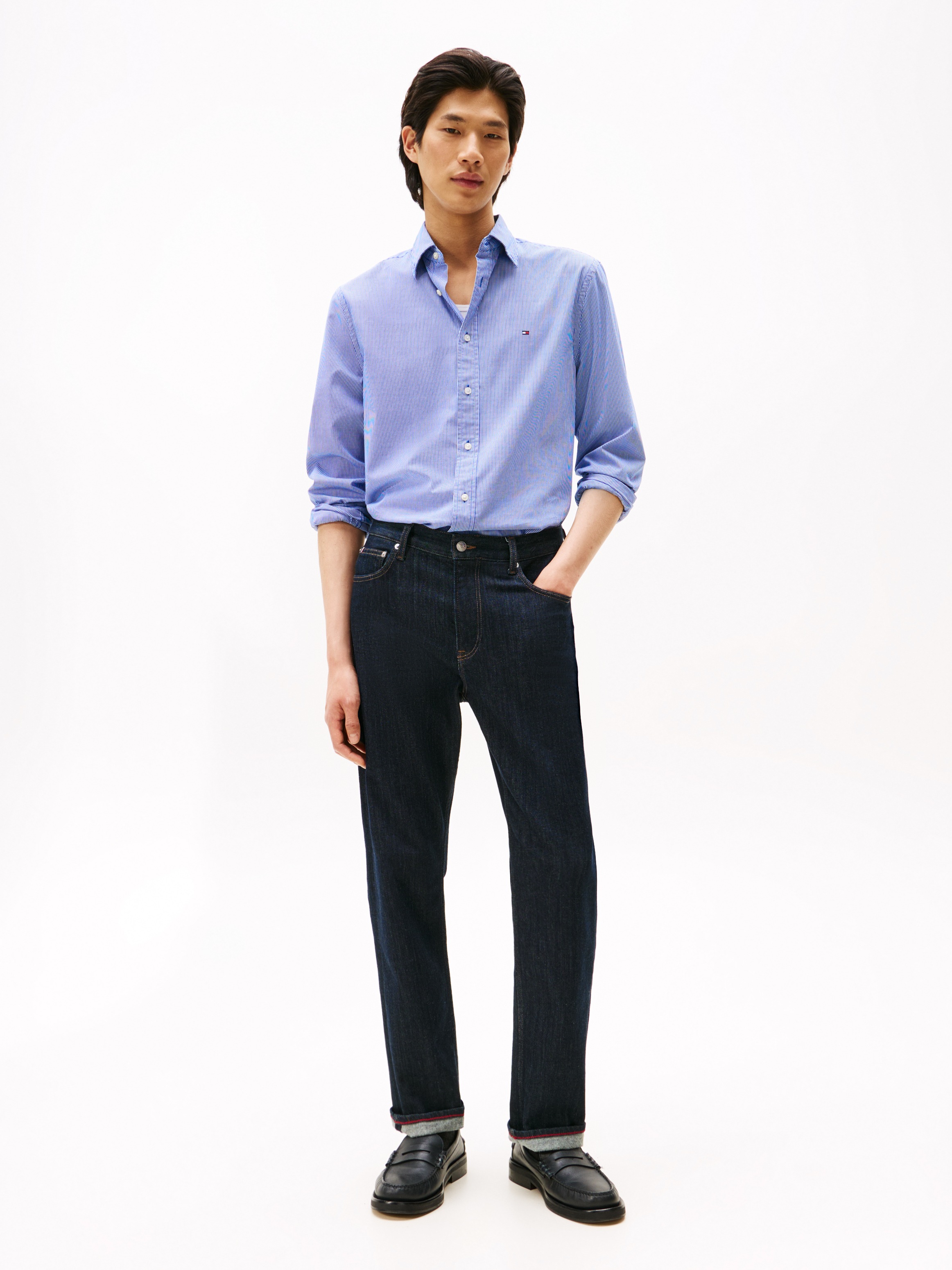 Tommy Hilfiger Langarmhemd »FLEX POPLIN MICRO GINGHAM«, mit Vichy Karo, Button-down-Kragen, Regular Fit