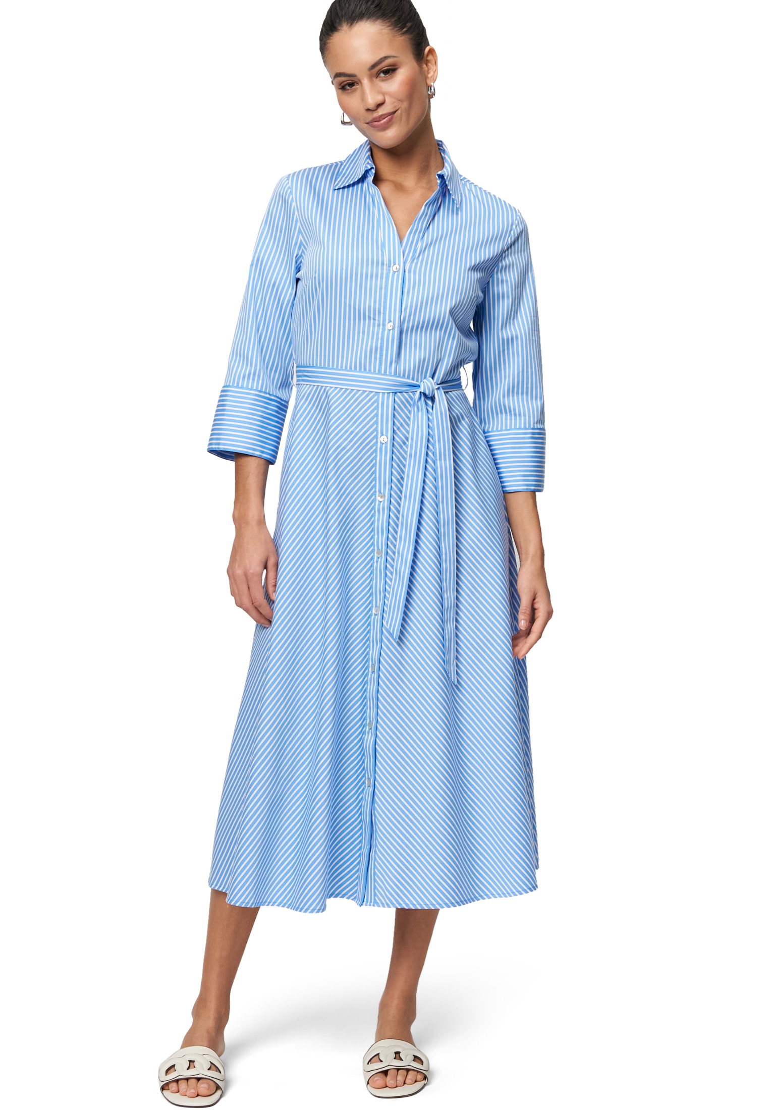 Zero Midikleid »zero Midikleid mit Bindegürtel«, Knopfleiste