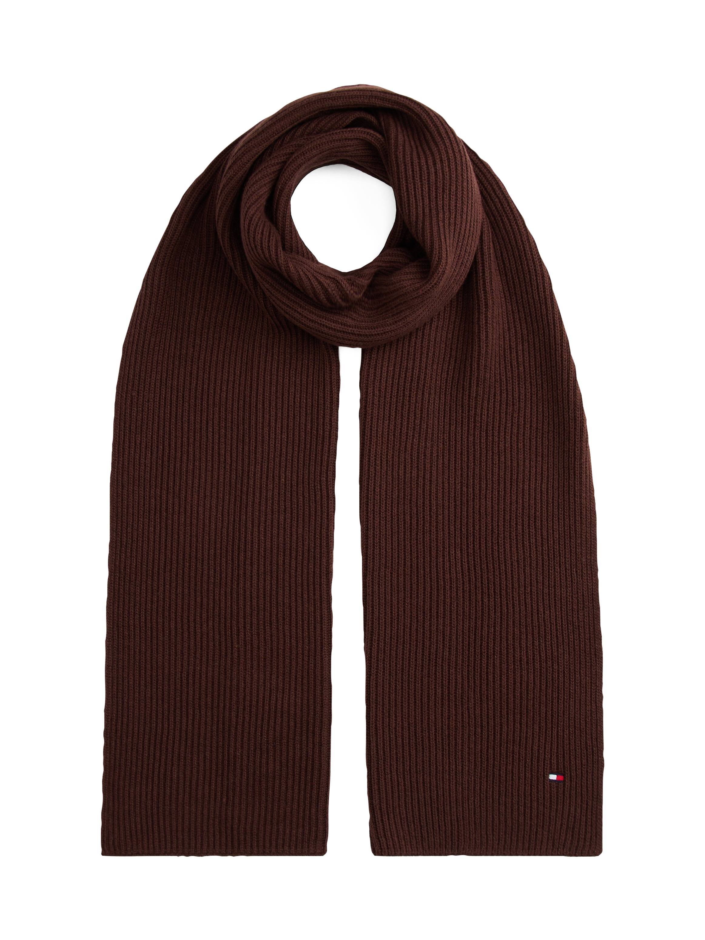 Tommy Hilfiger Strickschal "TH FLAG PIMA COTTON CASH SCARF", mit Logosticke günstig online kaufen