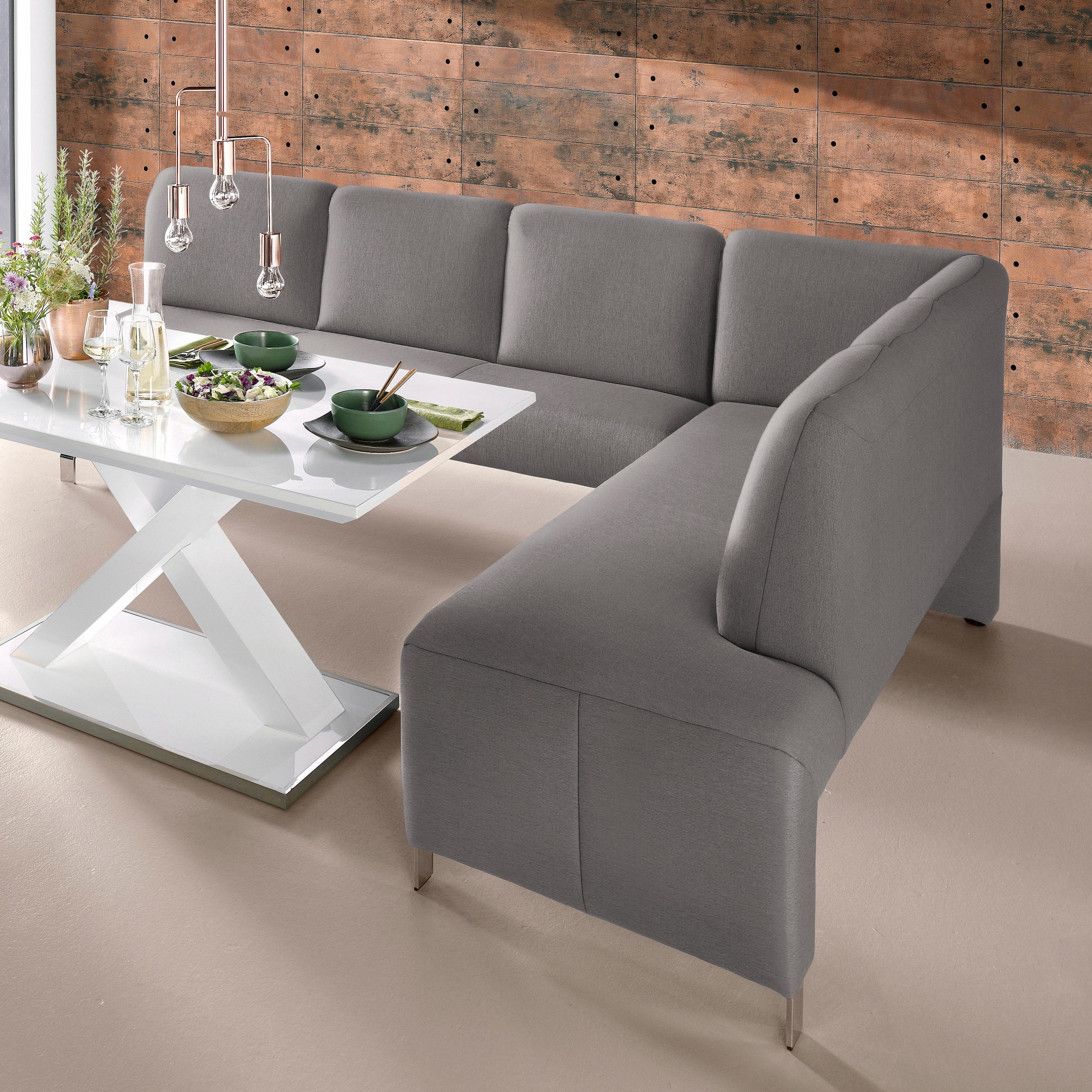 exxpo - sofa fashion Eckbank "Intenso, modern, 263/198 cm (B/T)" hohe Bodenfreiheit, frei im Raum stellbar, hoher Sitzkomfort