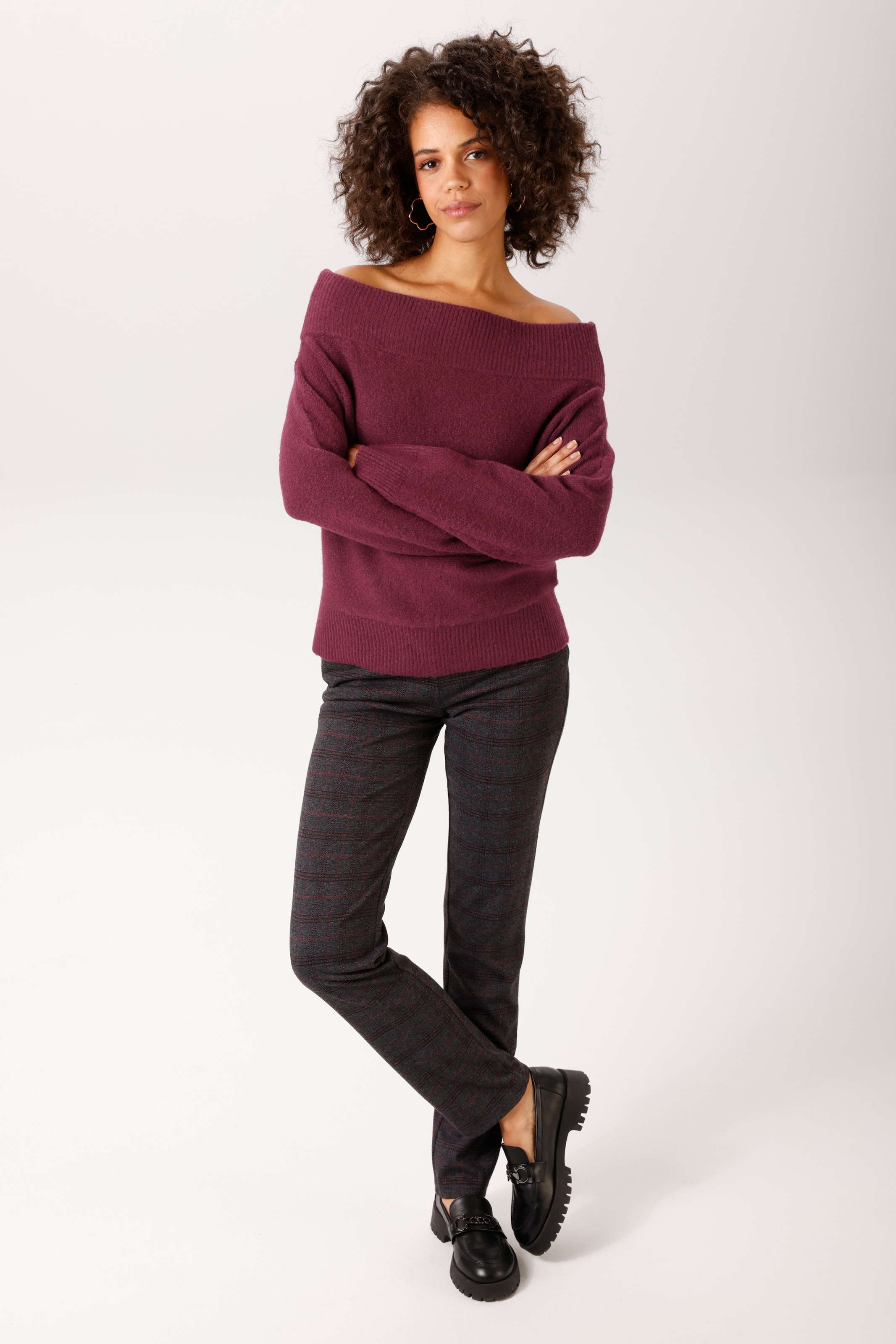 Aniston CASUAL Strickpullover mit Carmen-Ausschnitt - NEUE KOLLEKTION