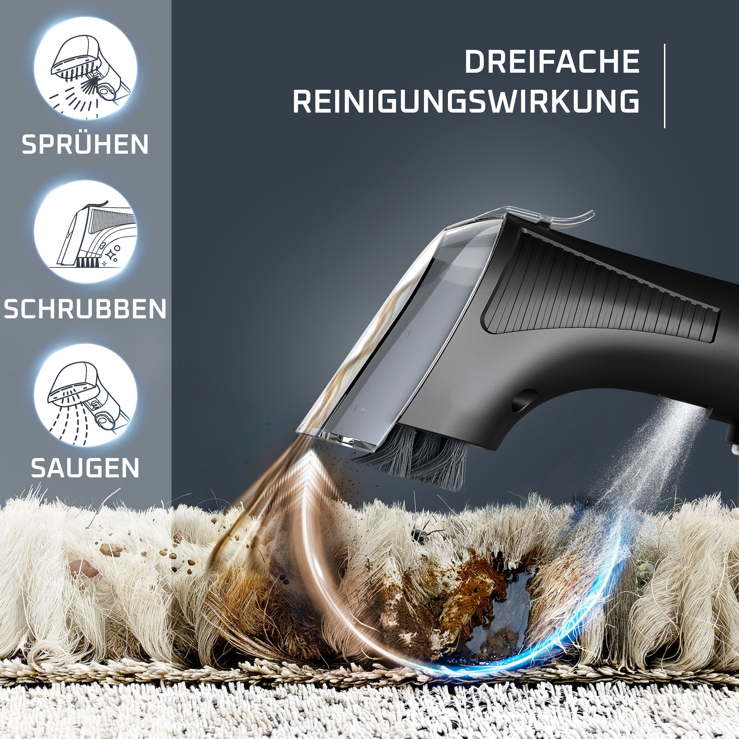 Rowenta Teppichreinigungsgerät »Fleckenentferner IN7011 Clean It Hot & Cold« PowerHeat 60 °C, 2,3 l/1,5 l Tanks, Auto‑Clean, rotierende ActivBrush