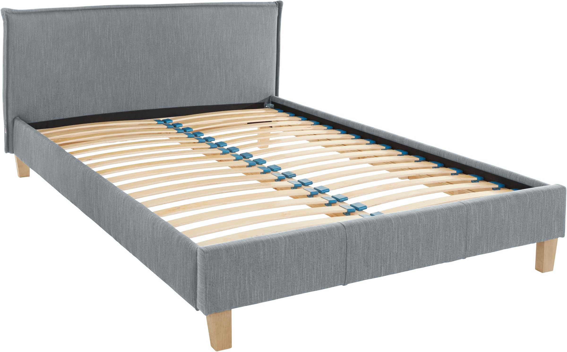 OTTO products Polsterbett »Heddi«, in 5 Breiten: von 90cm-200cm, Biese am Kopfteil, Strukturstoff