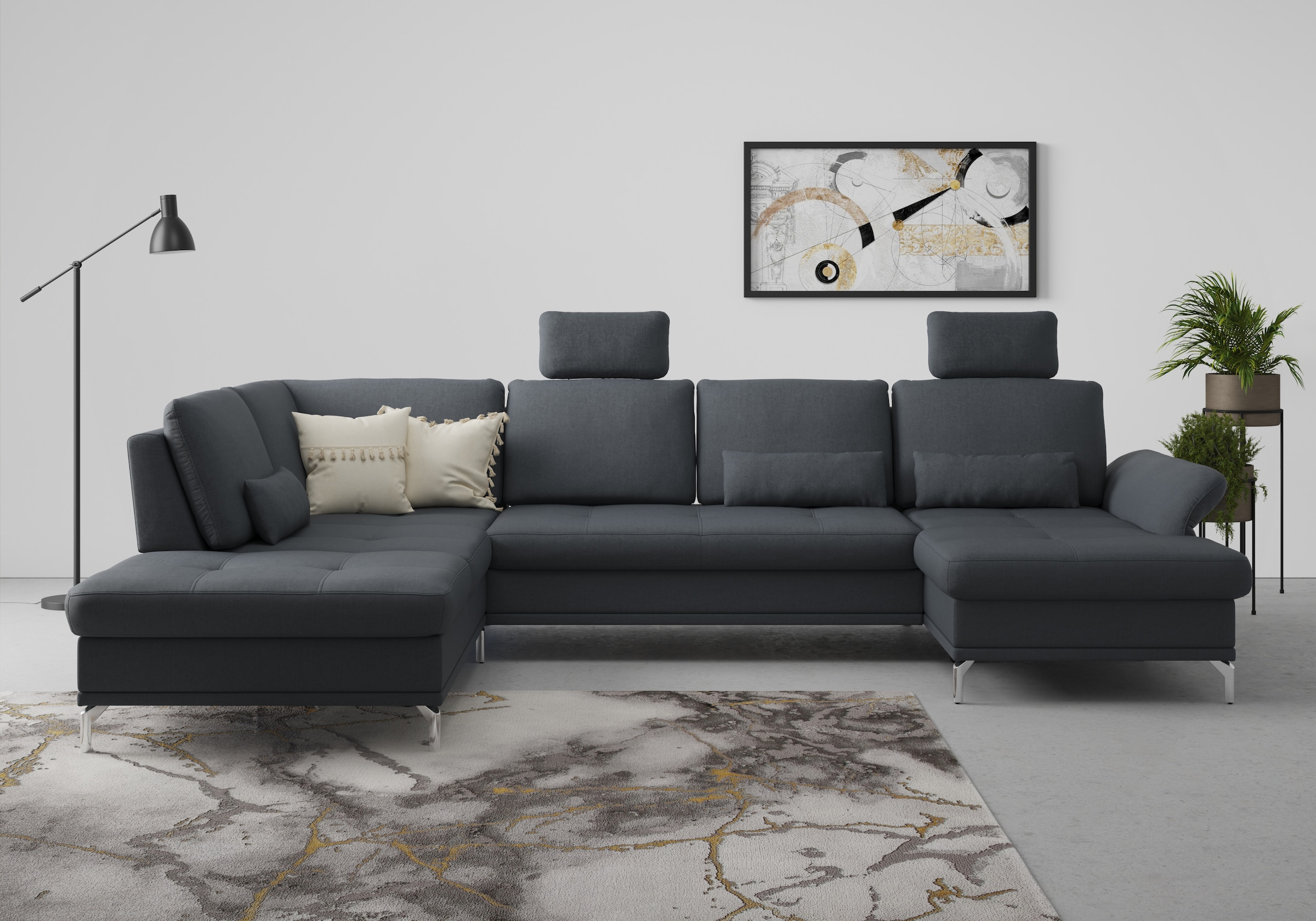 Home affaire Wohnlandschaft "Palm Beach U-Form" Federkern, mit Sitztiefenve günstig online kaufen