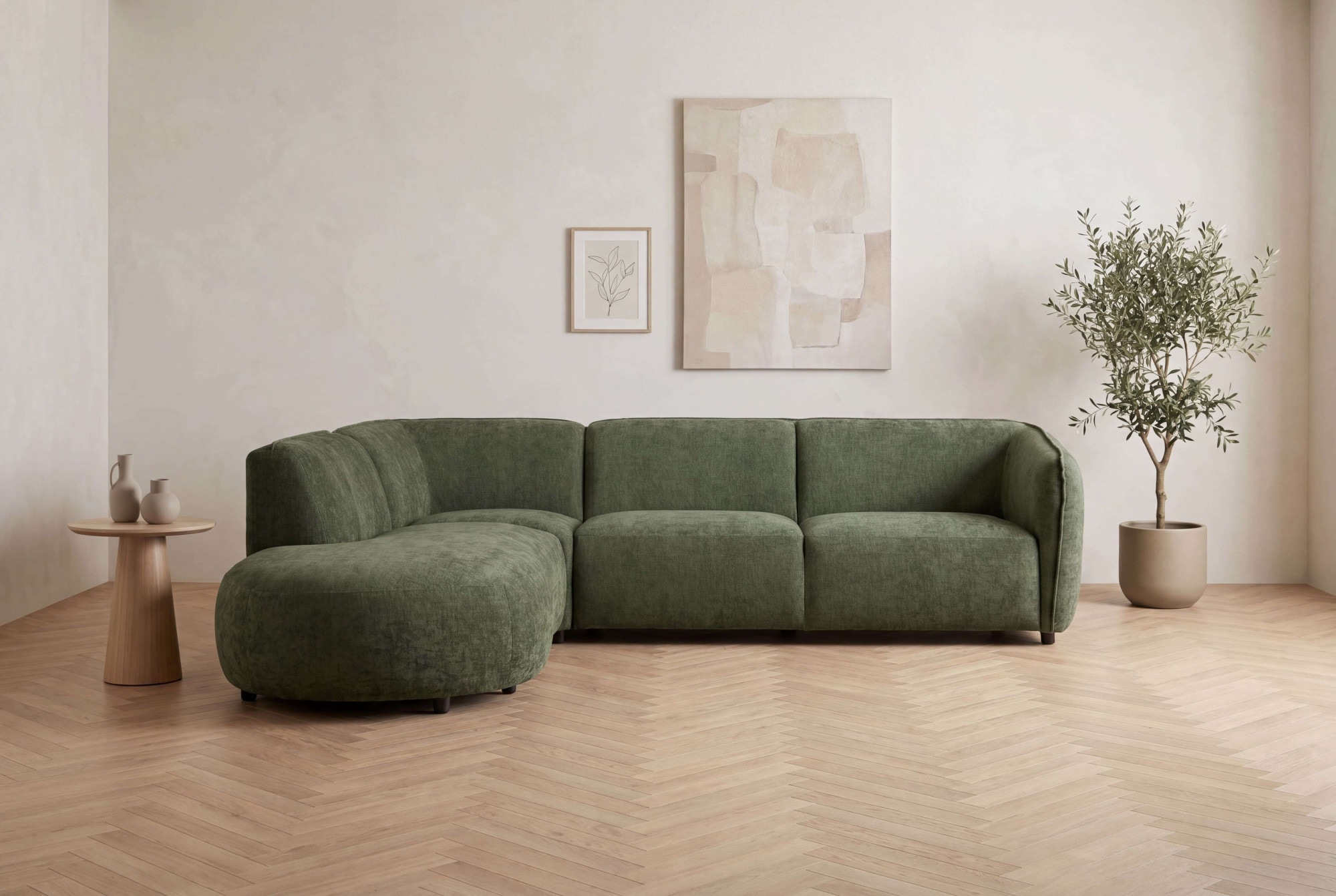 OTTO home Ecksofa "OSTRUP Rundsofa, L-Form, Naturtöne, Boucle oder Chenille" Breite 273 cm, organische Form mit sanften Rundungen