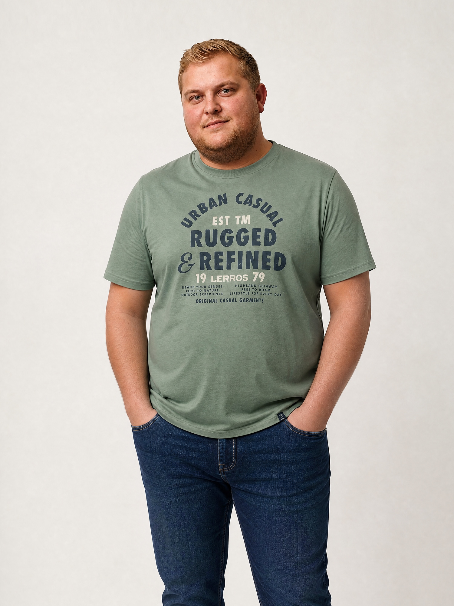 LERROS Rundhalsshirt "Baumwoll-T-Shirt mit lässigem Logo-Print in großen Größen"