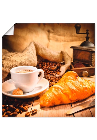 Wandbild »Kaffeetasse mit Croissant«, Getränke, (1 St.)