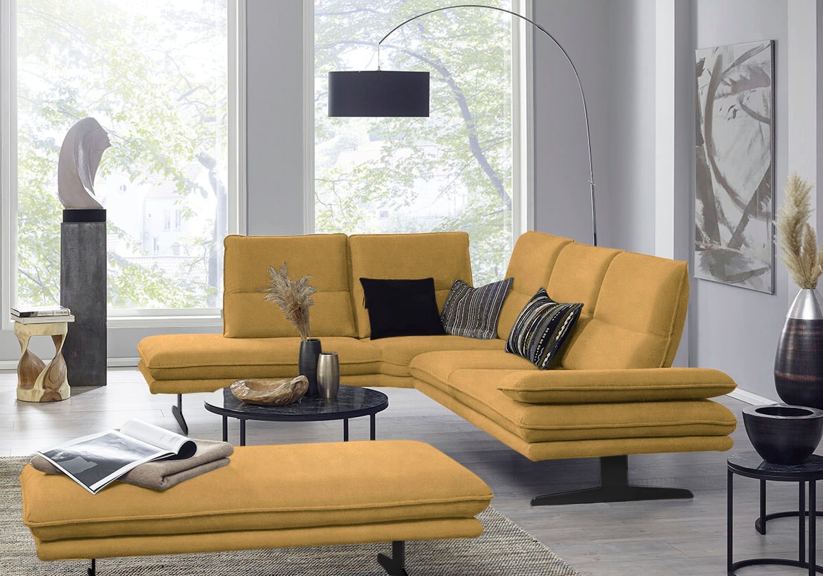 W.SCHILLIG Ecksofa "broadway, Designsofa, toller Sitzkomfort, zeitlos, elegant, L-Form" Sitztiefenverstellung, Kopfteil- & Seitenteilverstellung, Breite 284cm